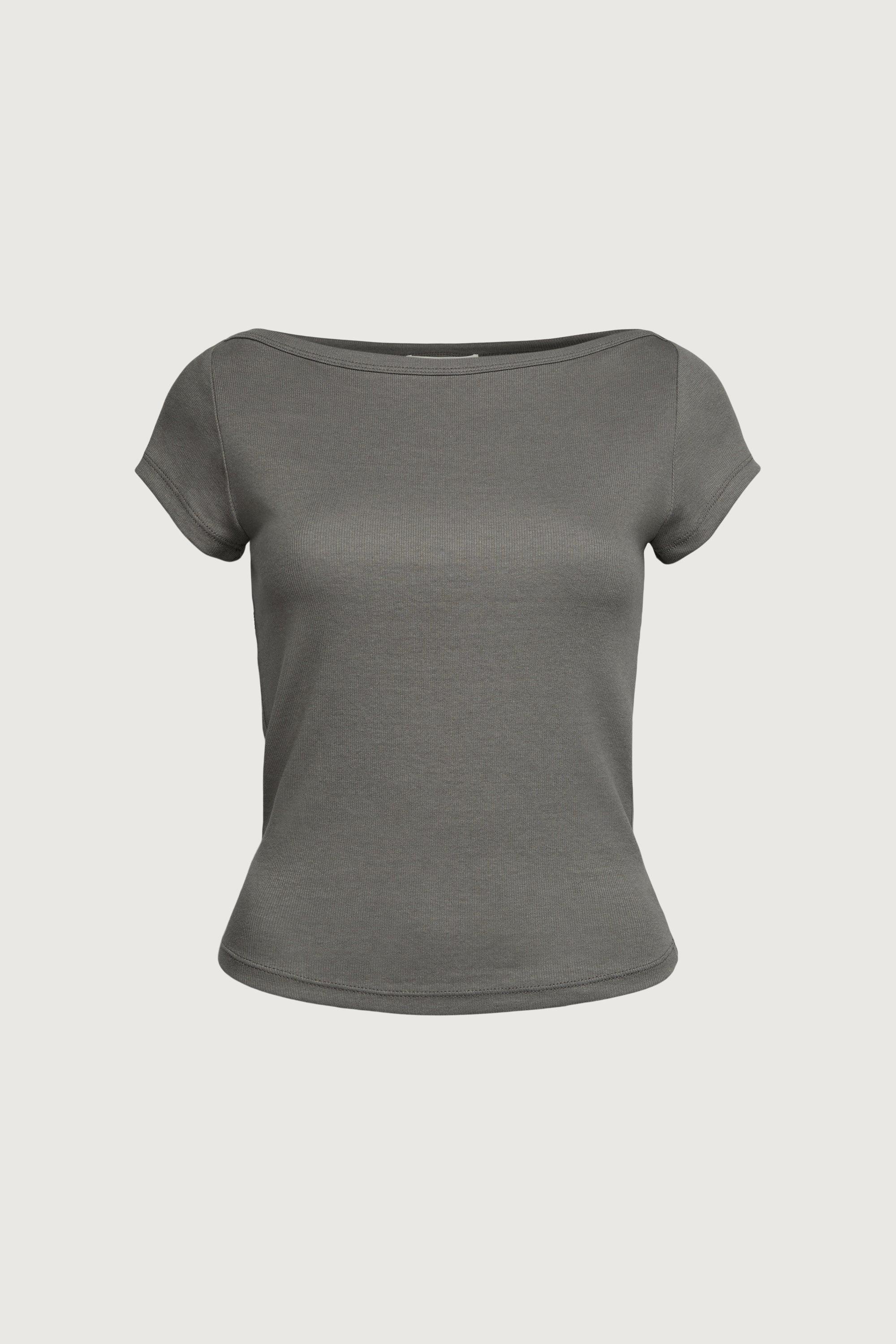 SOFT MODAL RIBBED BOATNECK TOP by OAK + FORT