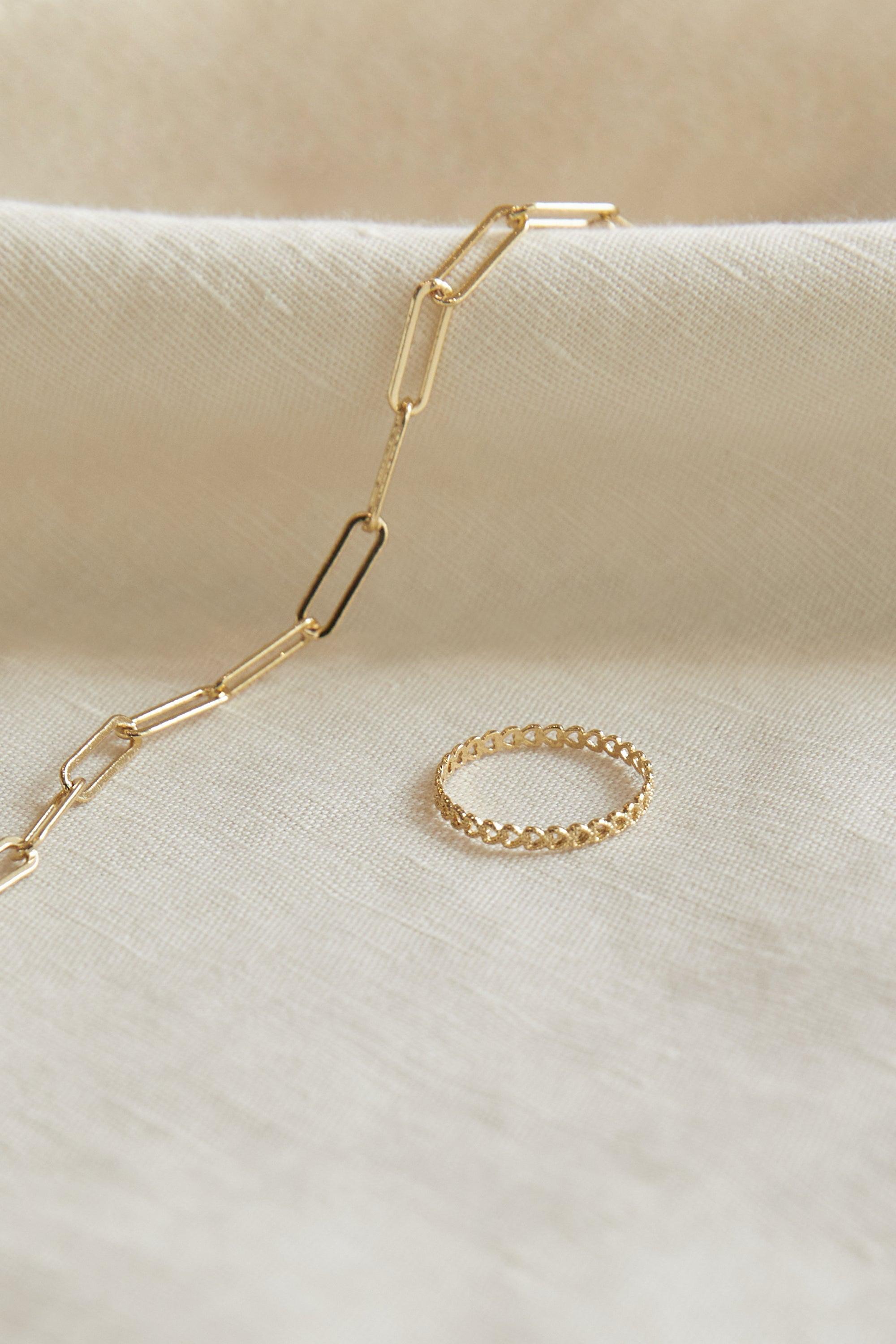 STERLING SILVER HEART CHAIN RING by OAK + FORT