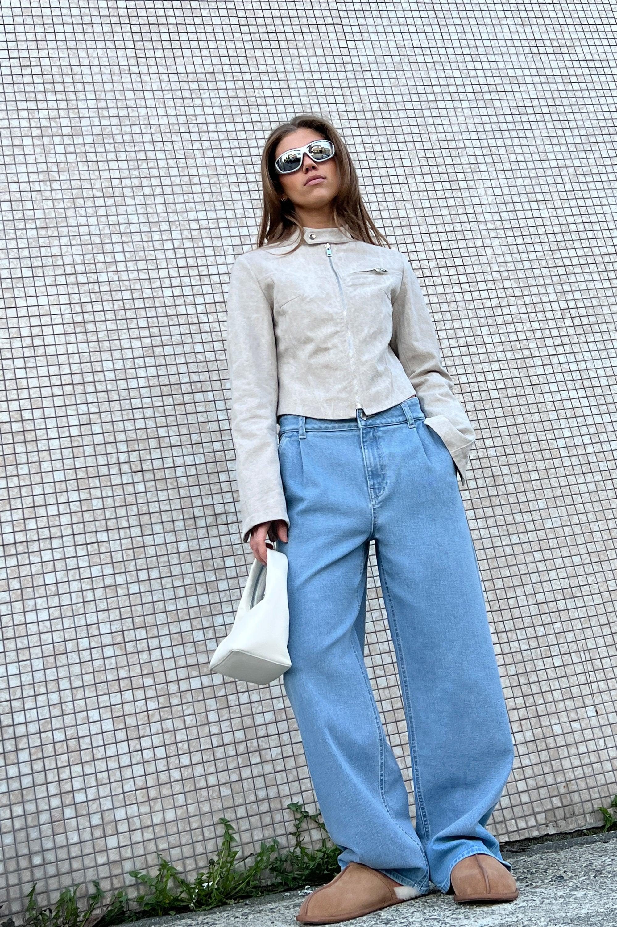 STRAIGHT LEG JEAN WITH PLEATS by OAK + FORT