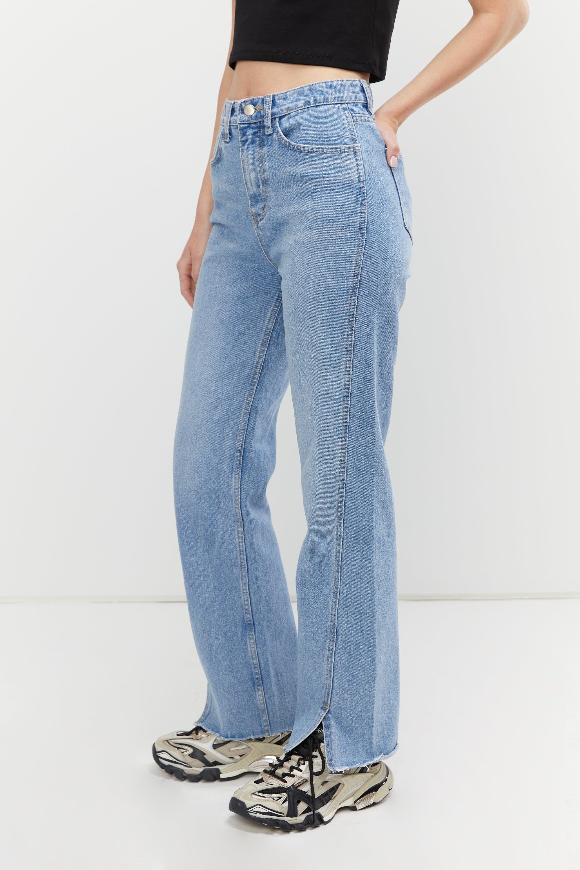 STRAIGHT LEG JEAN WITH SPLIT HEM by OAK + FORT
