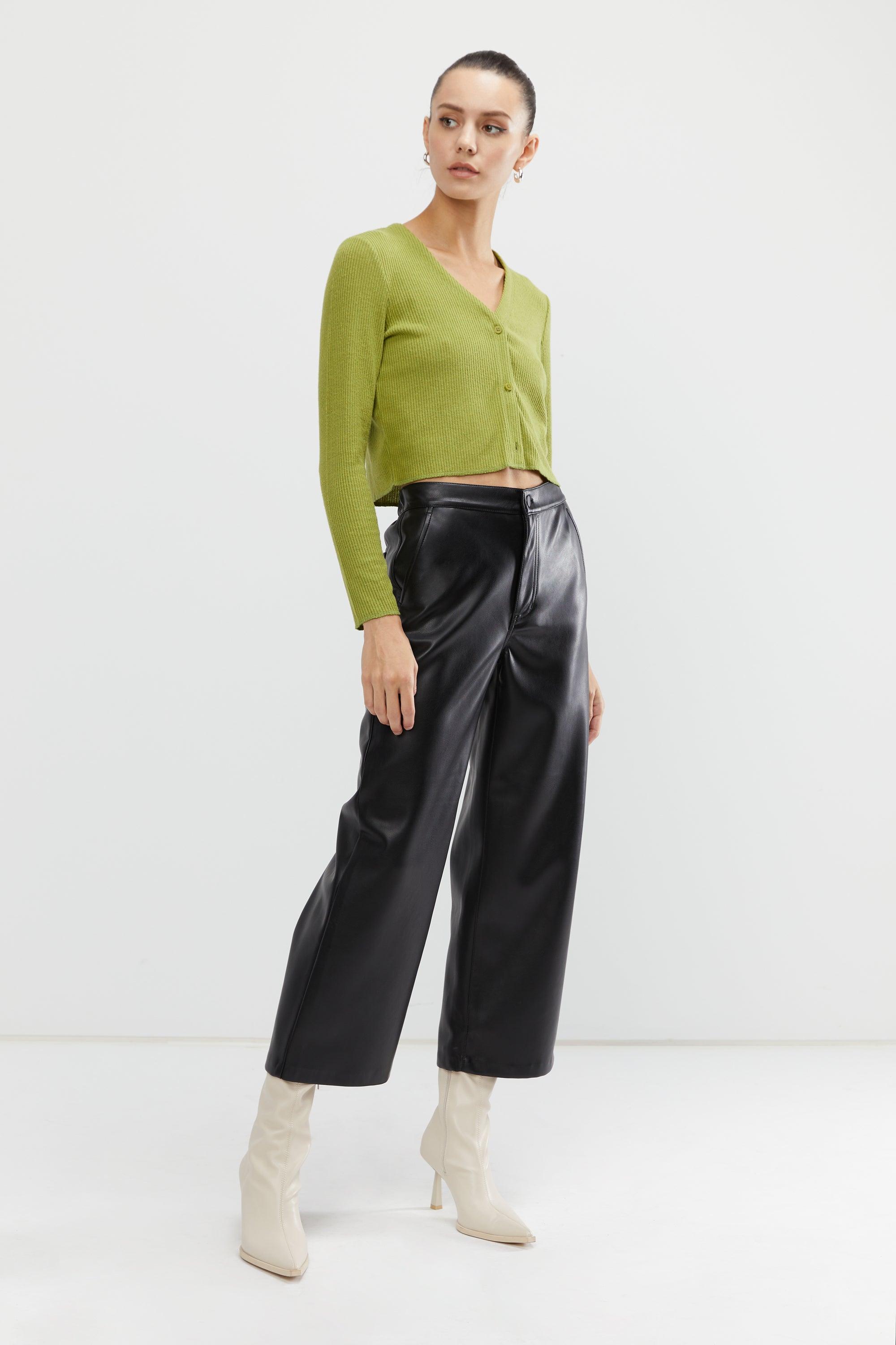 STRAIGHT LEG VEGAN LEATHER PANTS by OAK + FORT