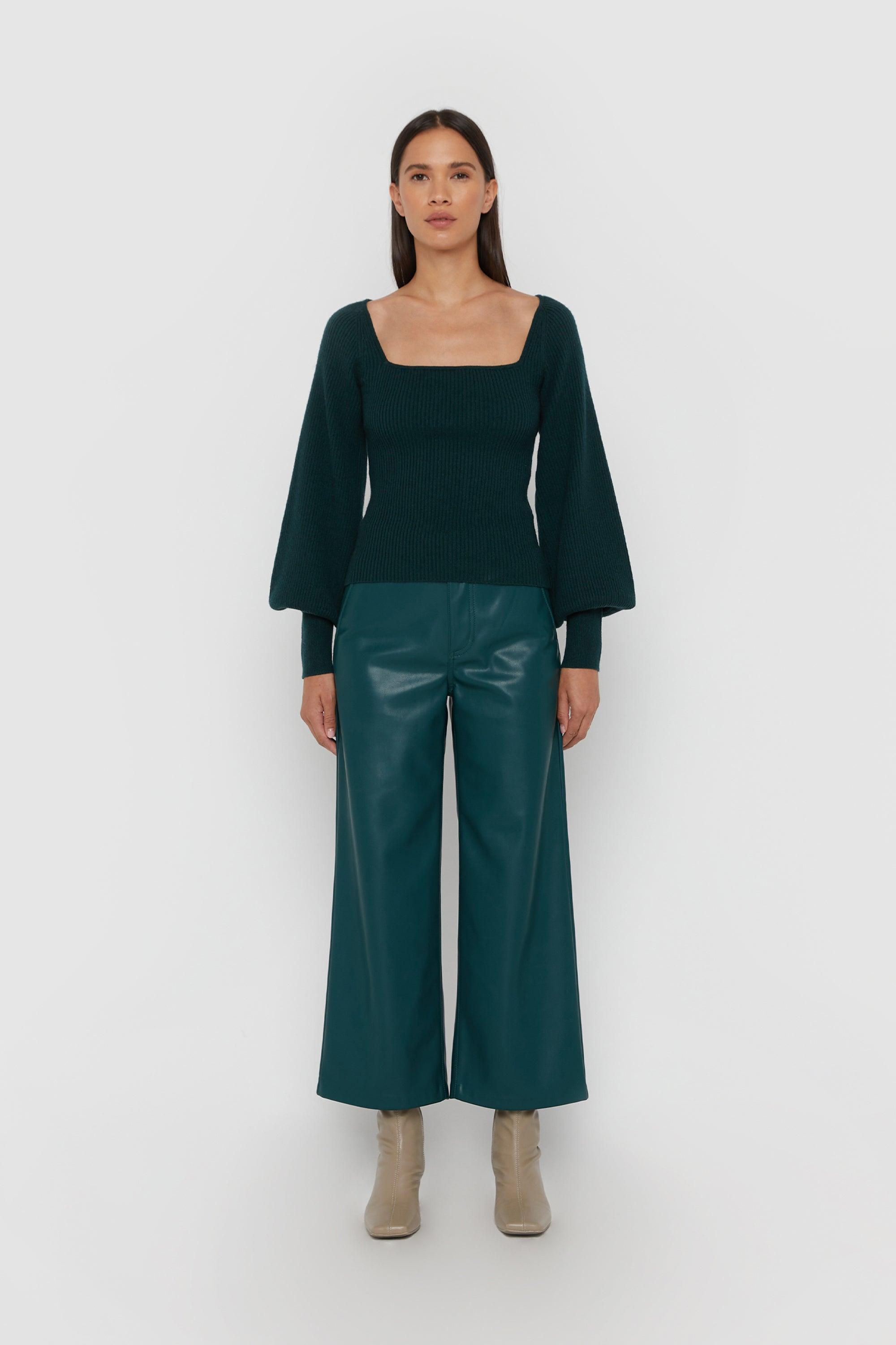 STRAIGHT LEG VEGAN LEATHER PANTS by OAK + FORT