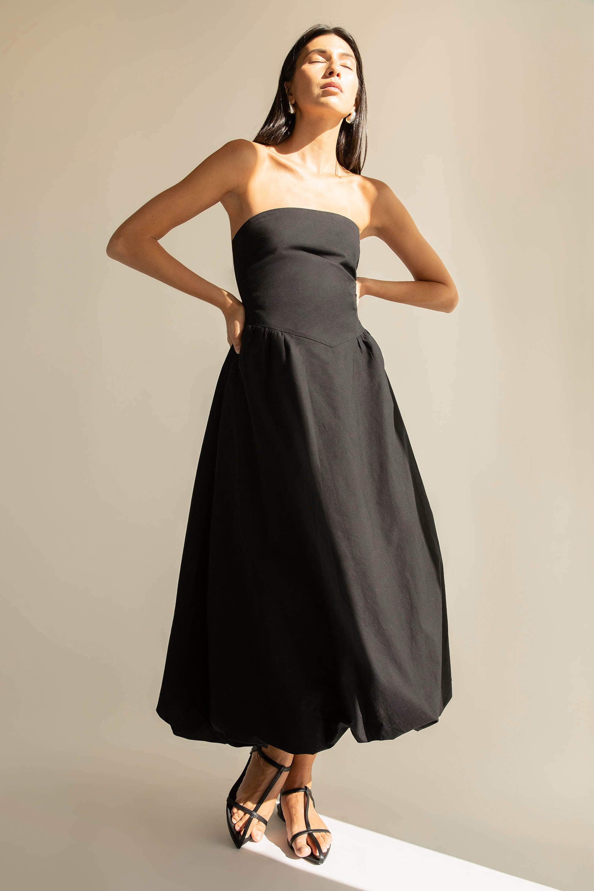 STRAPLESS BUBBLE HEM DRESS by OAK + FORT