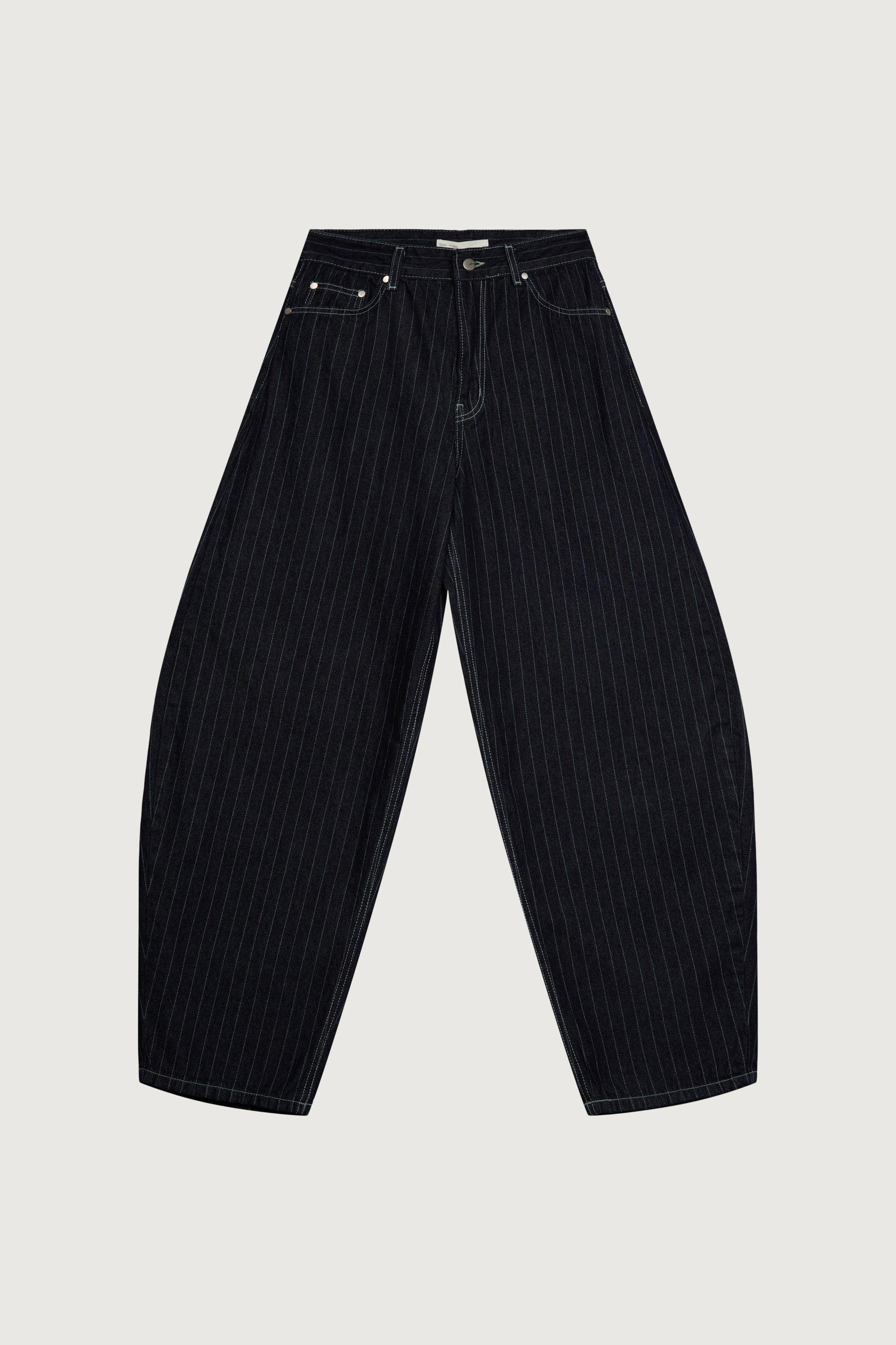 STRIPED BARREL LEG PANT by OAK + FORT