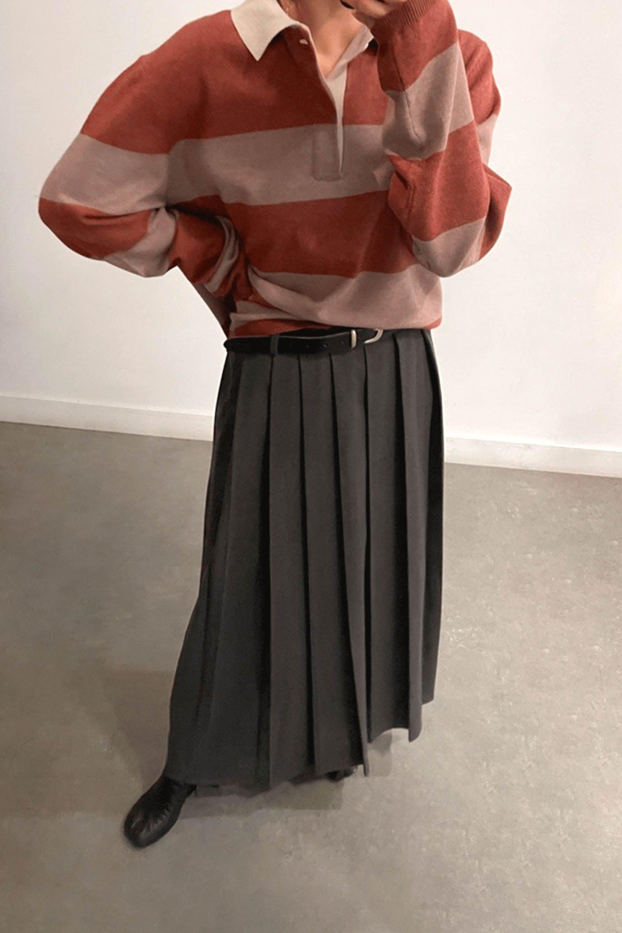 STRIPED COLLARED SWEATER by OAK + FORT
