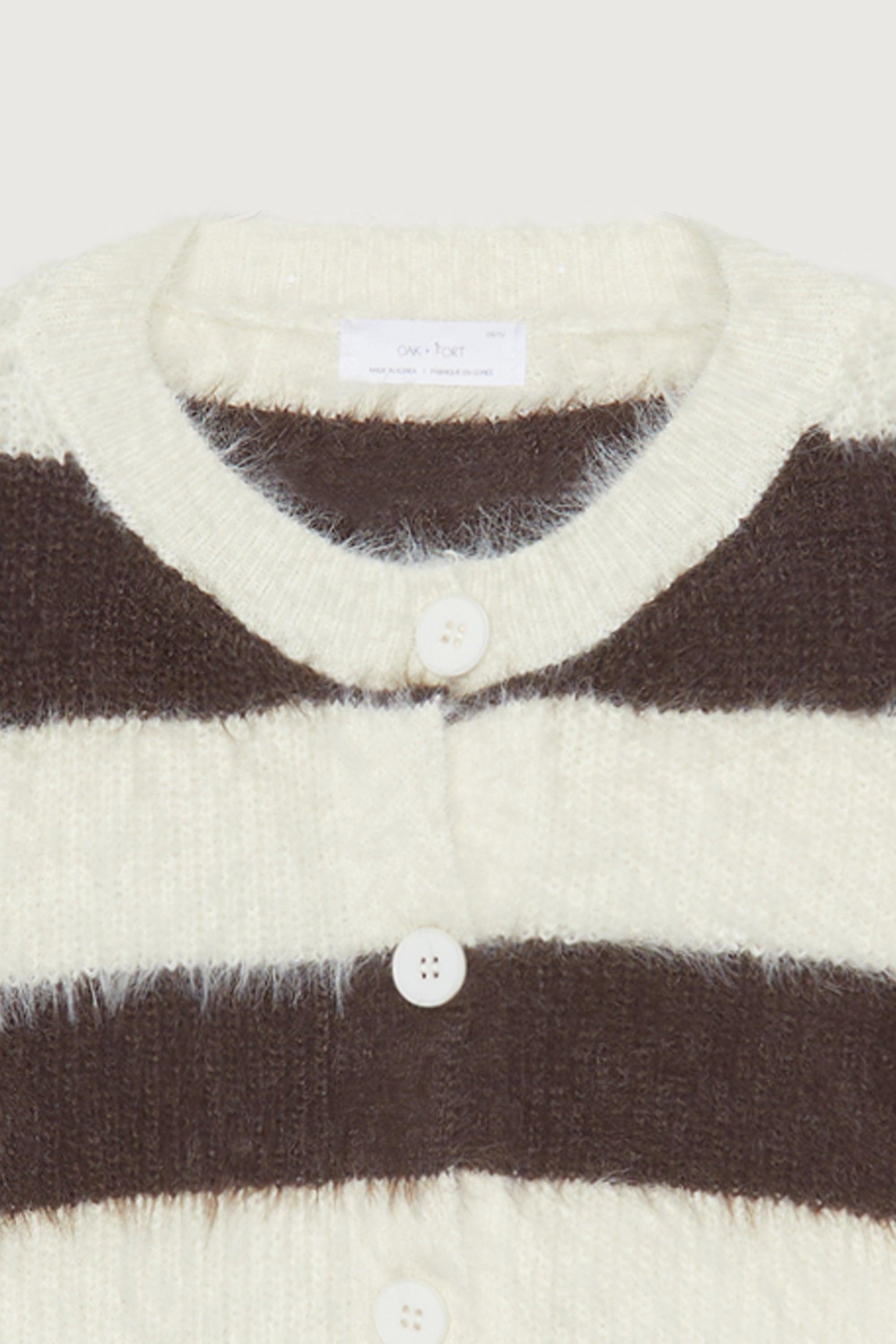 STRIPED FUZZY CARDIGAN by OAK + FORT