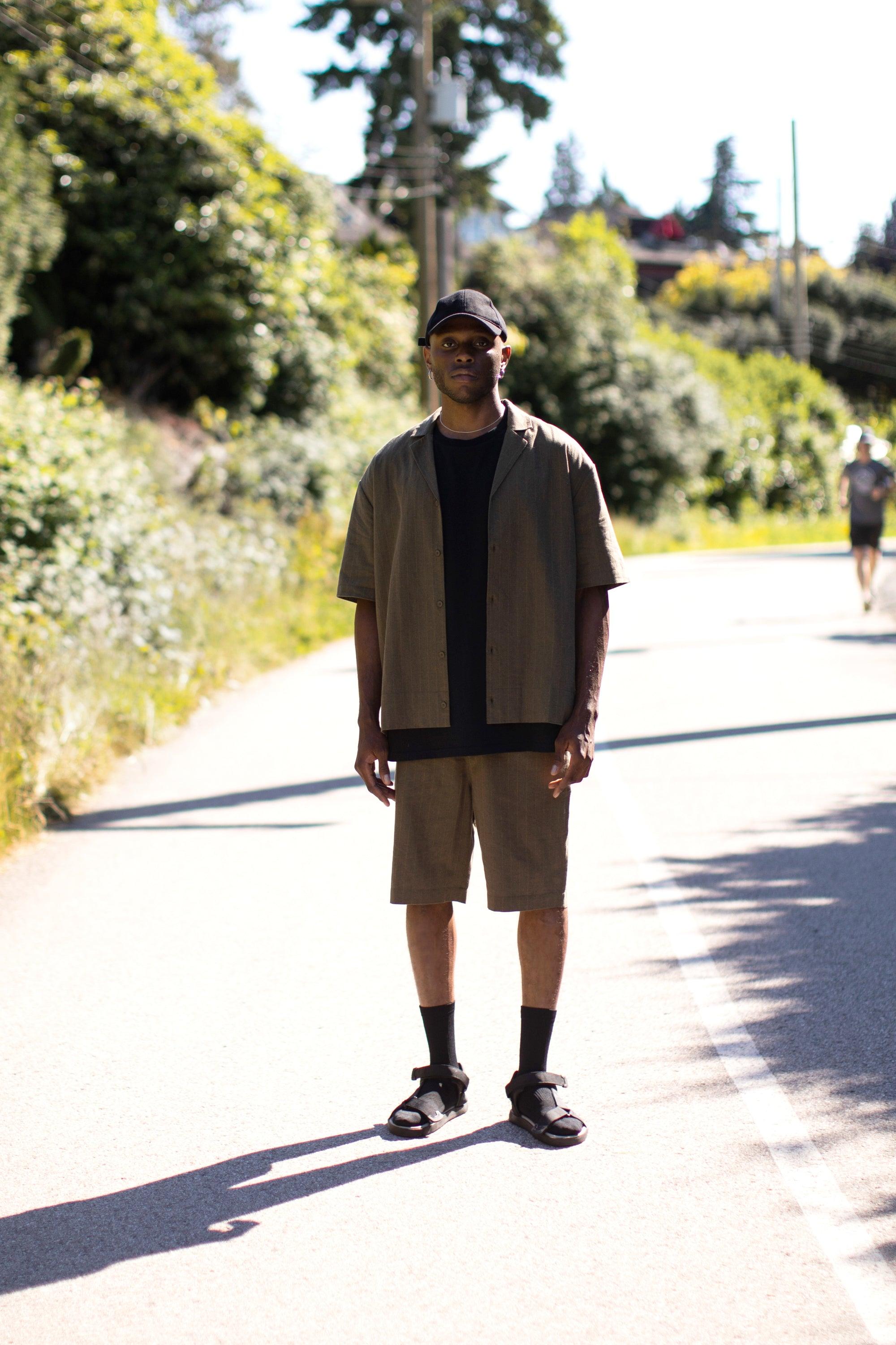 STRIPED LINEN SHORTS by OAK + FORT