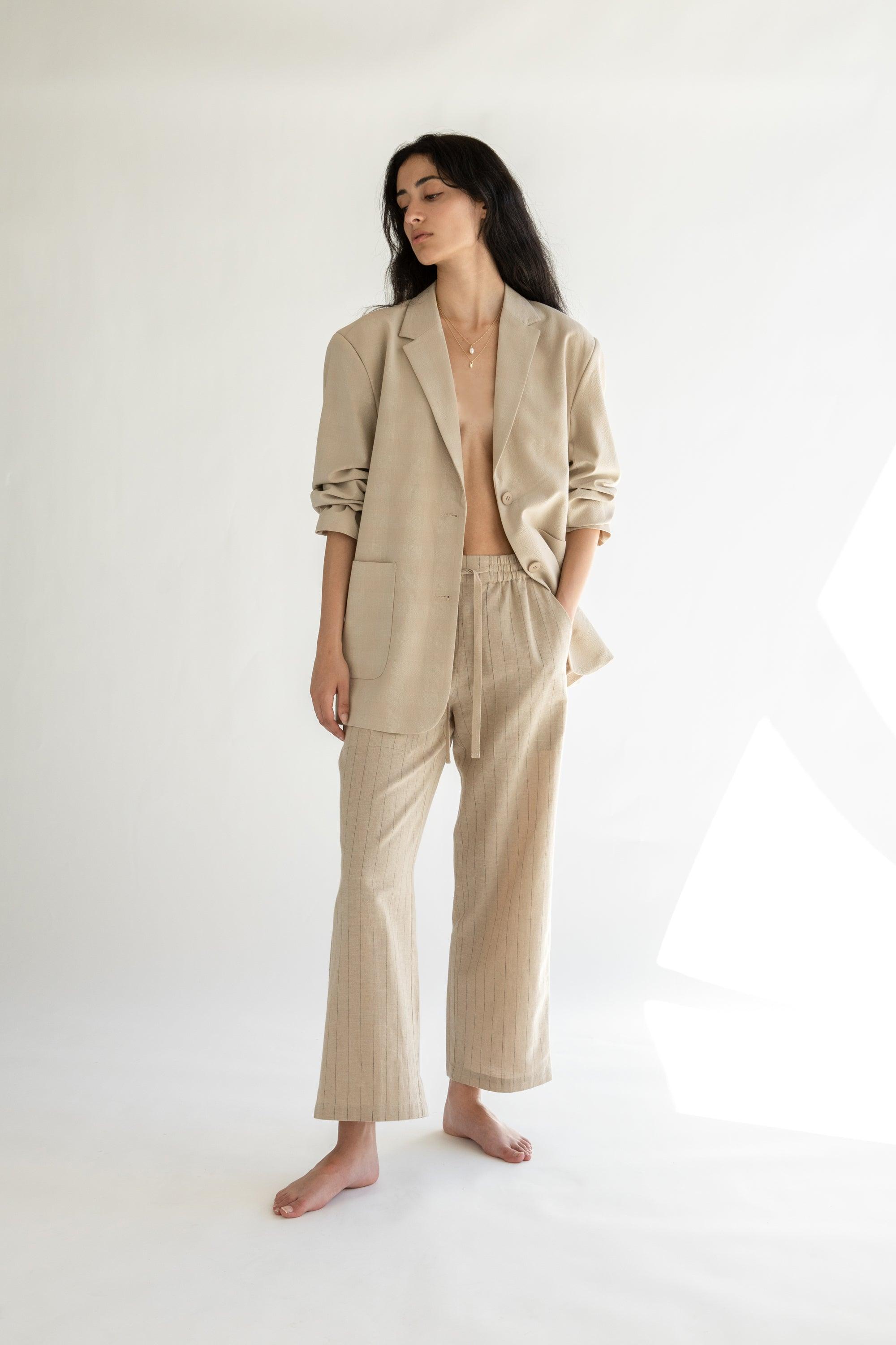 STRIPED LINEN TROUSER by OAK + FORT