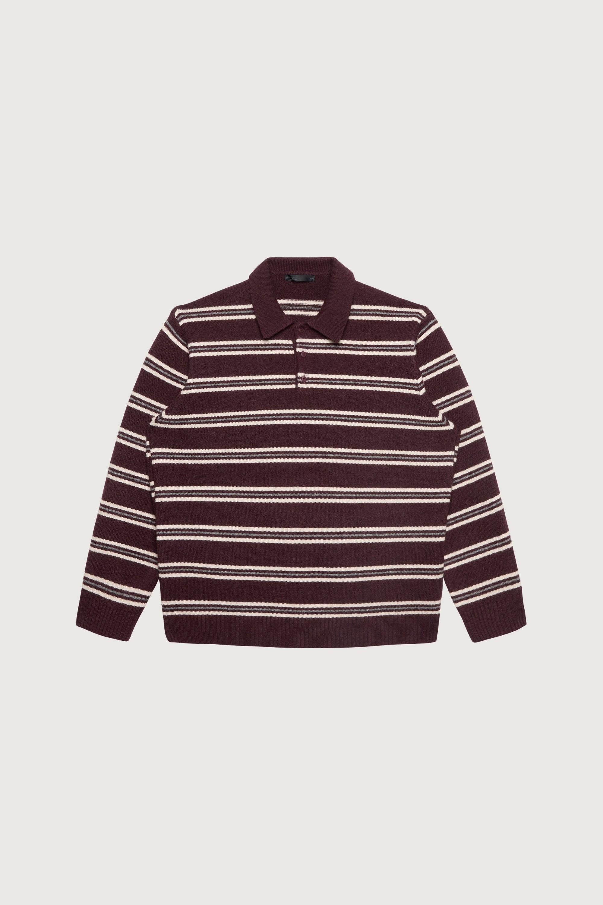 STRIPED LONG SLEEVE POLO SWEATER by OAK + FORT