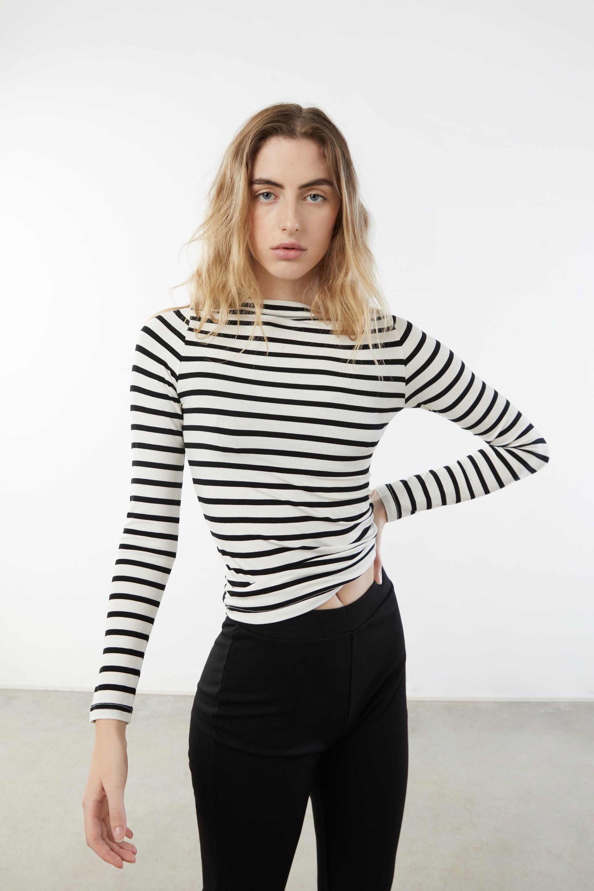 STRIPED LONG SLEEVE TOP by OAK + FORT