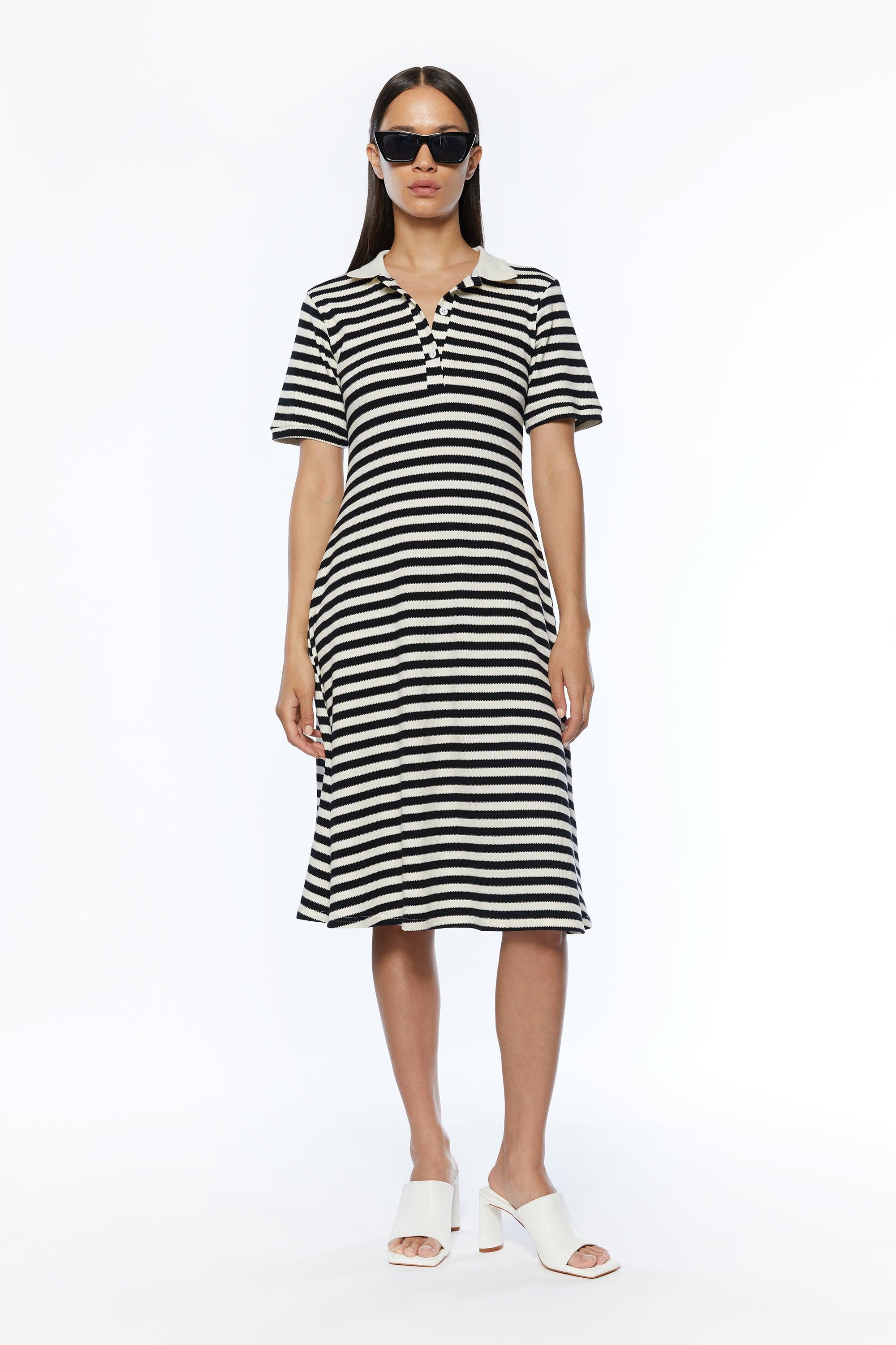STRIPED POLO DRESS by OAK + FORT