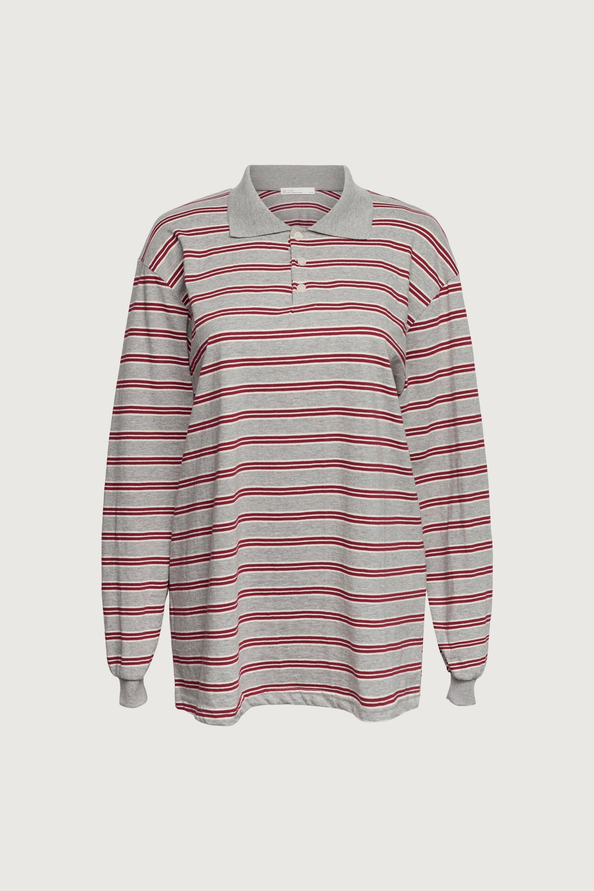 STRIPED RUGBY POLO LONG SLEEVE SHIRT by OAK + FORT