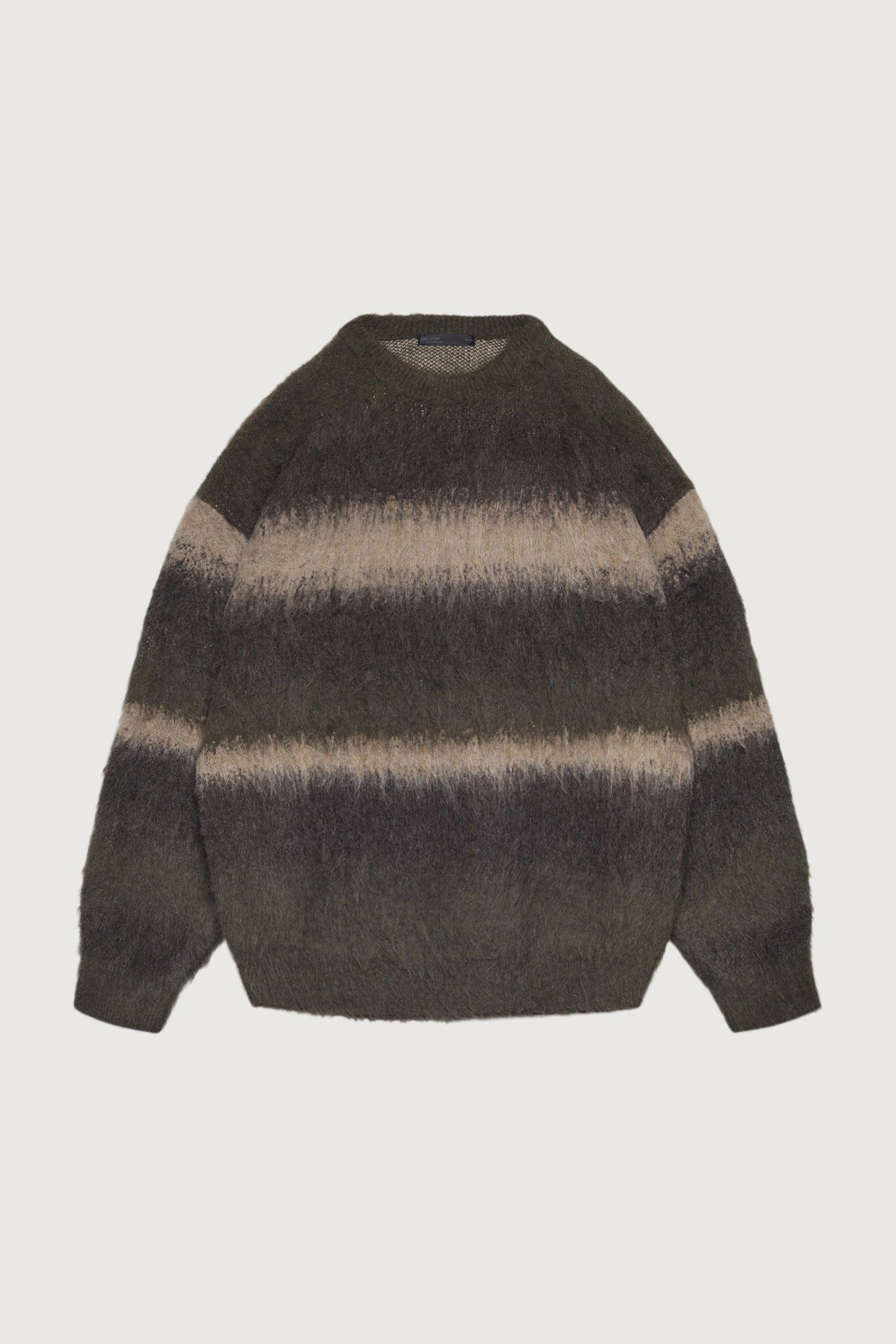 STRIPED TEXTURED KNIT CREWNECK SWEATER by OAK + FORT