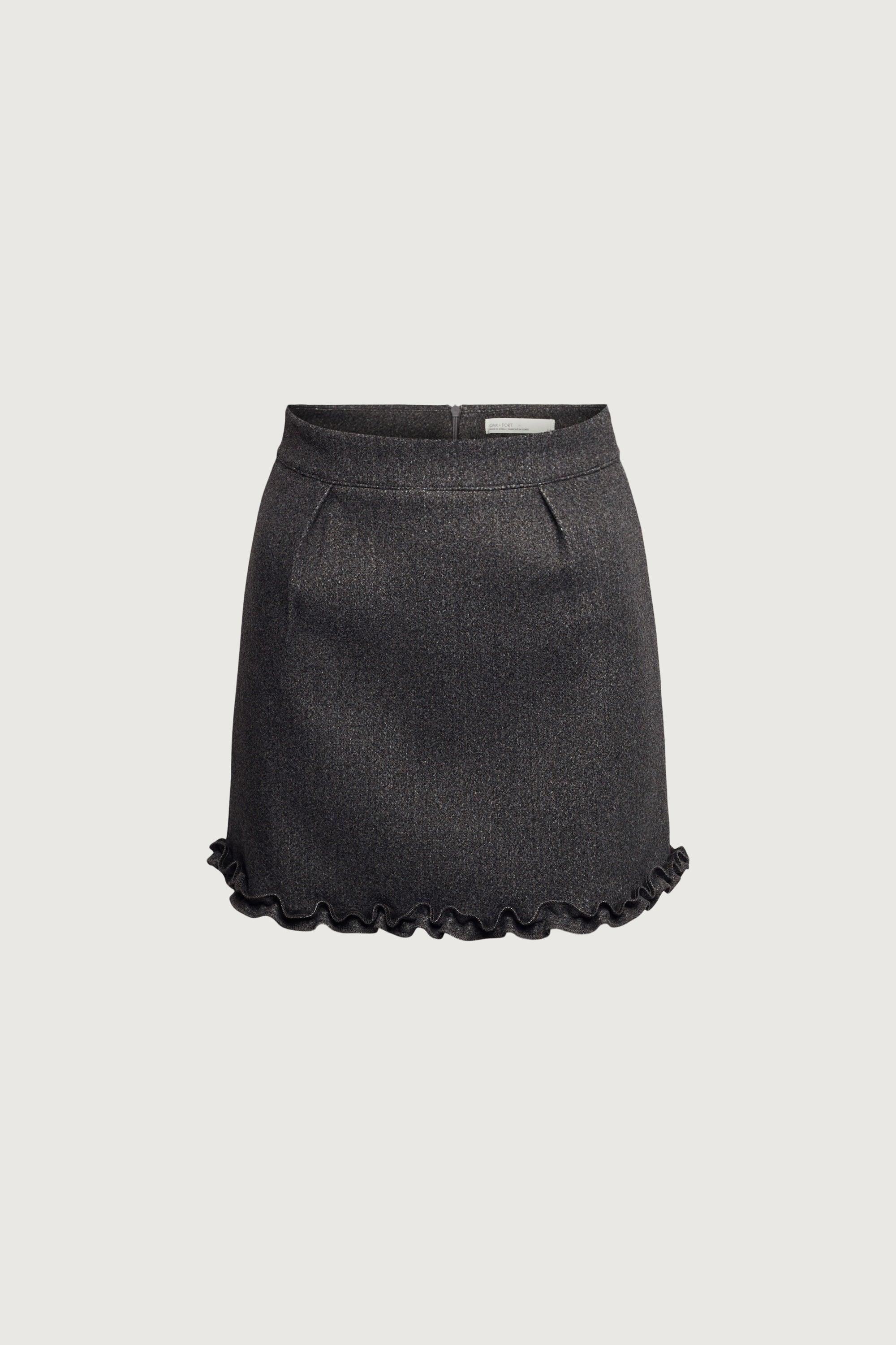 SUITING MINI SKIRT WITH RUFFLE HEM by OAK + FORT