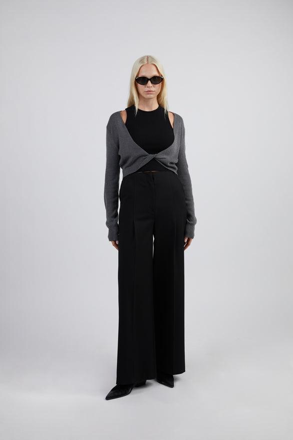SUPER HIGH-RISE WIDE LEG SUITING PANT by OAK + FORT