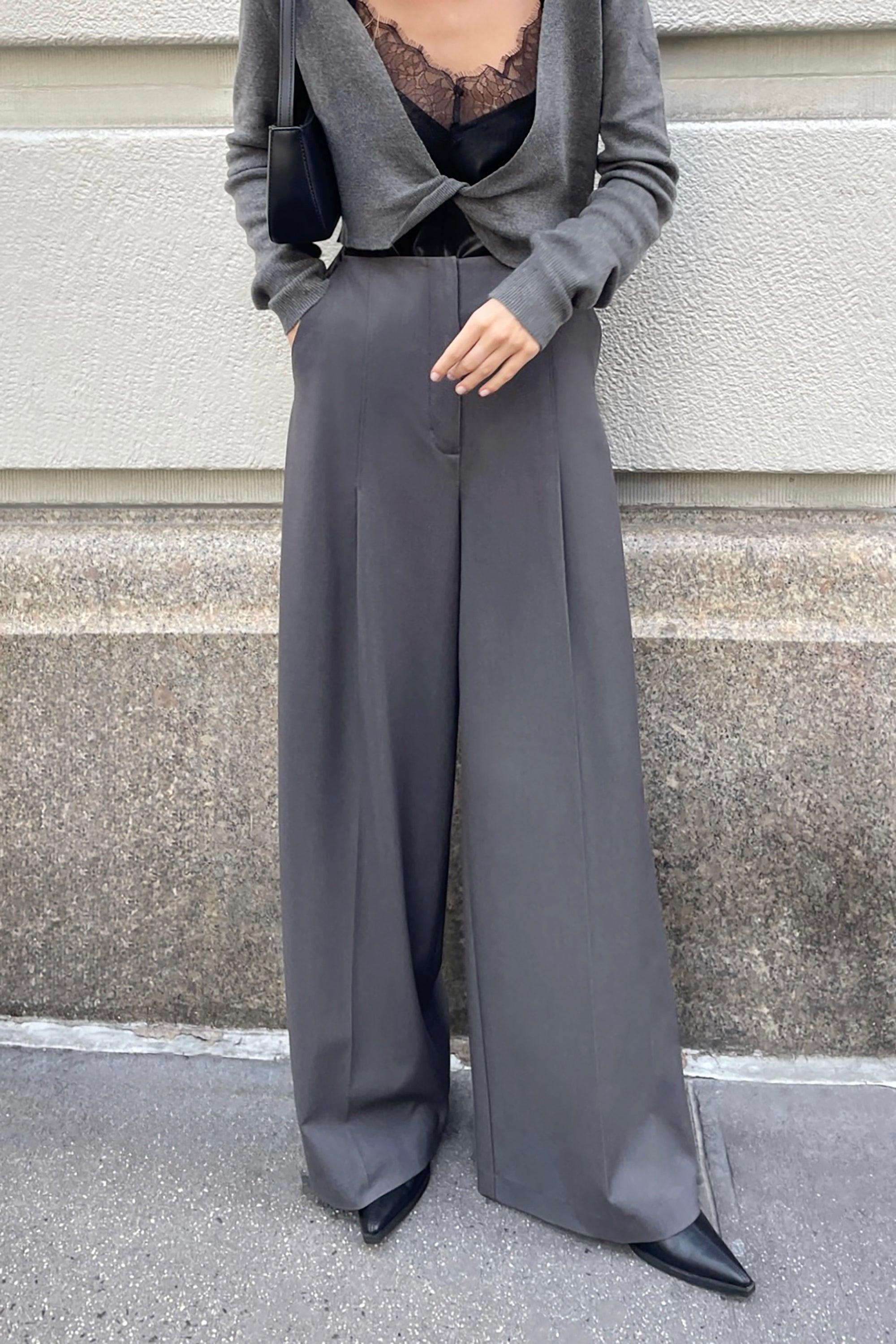 SUPER HIGH-RISE WIDE LEG SUITING PANT by OAK + FORT