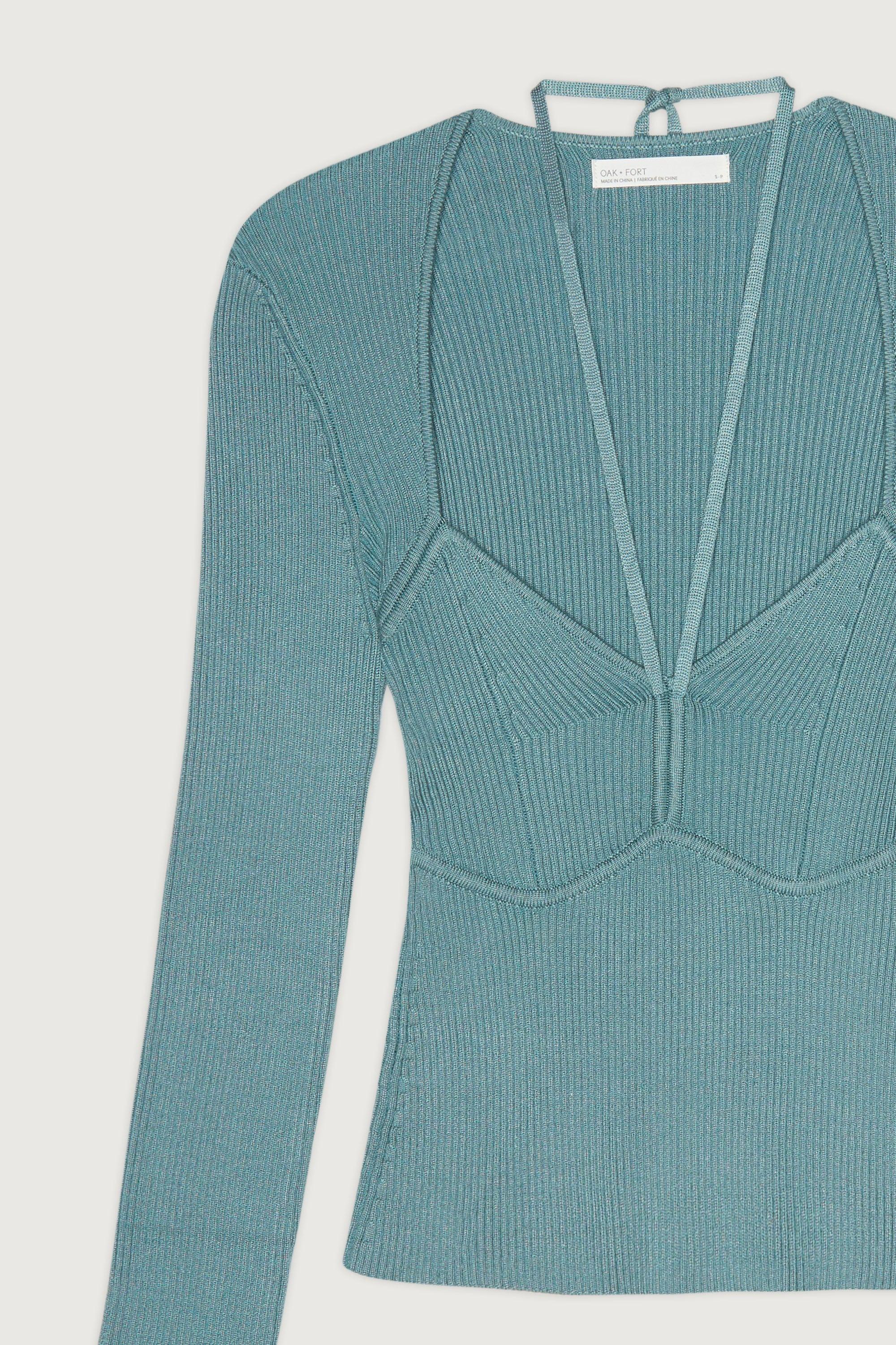 SWEETHEART KNIT TOP WITH HALTER TIES by OAK + FORT
