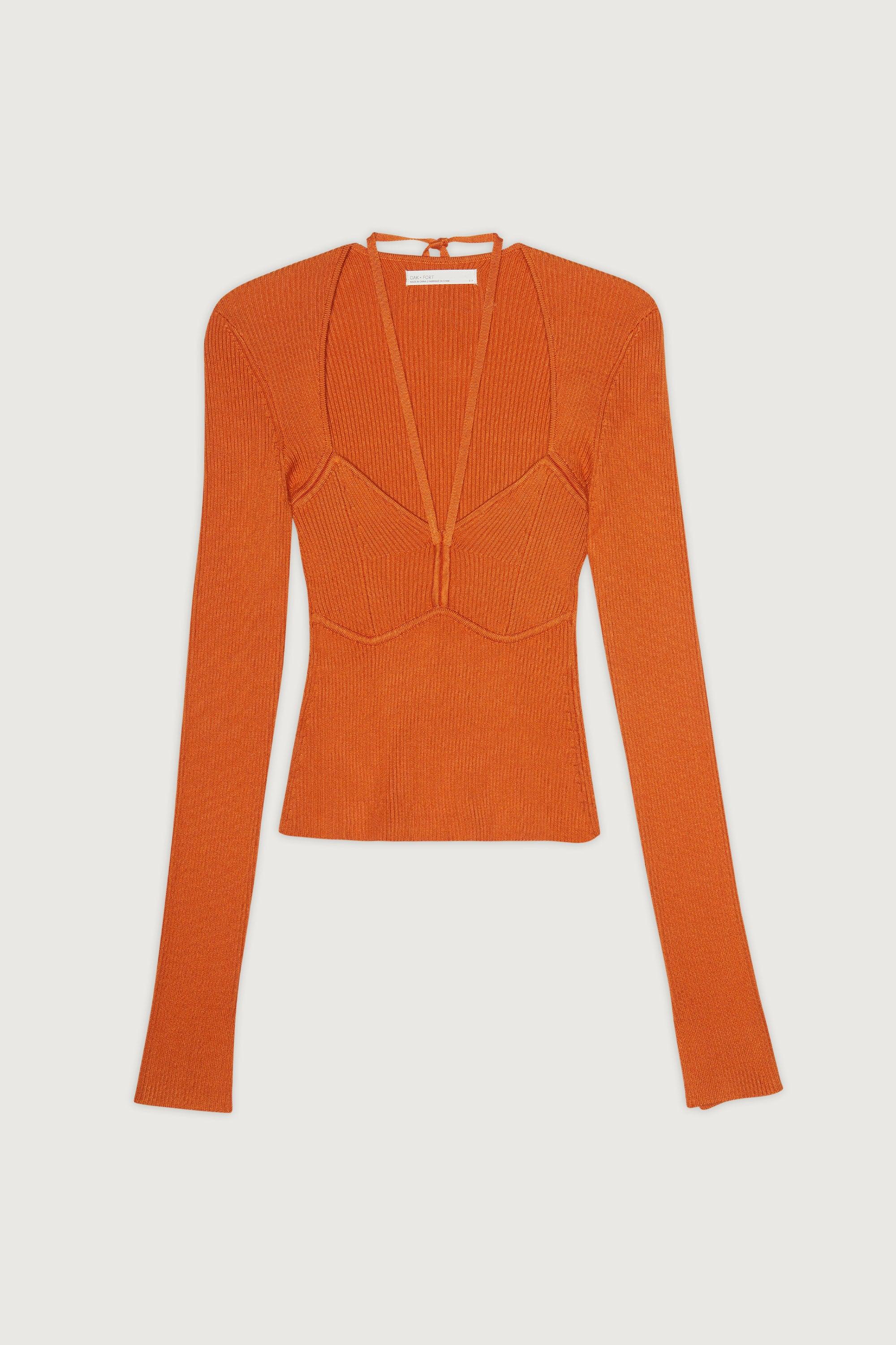 SWEETHEART KNIT TOP WITH HALTER TIES by OAK + FORT