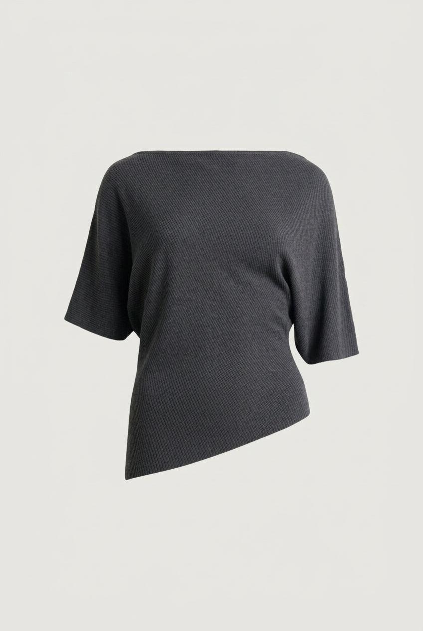 TEXTURED BOAT NECK DROP SLEEVE KNIT PULLOVER by OAK + FORT