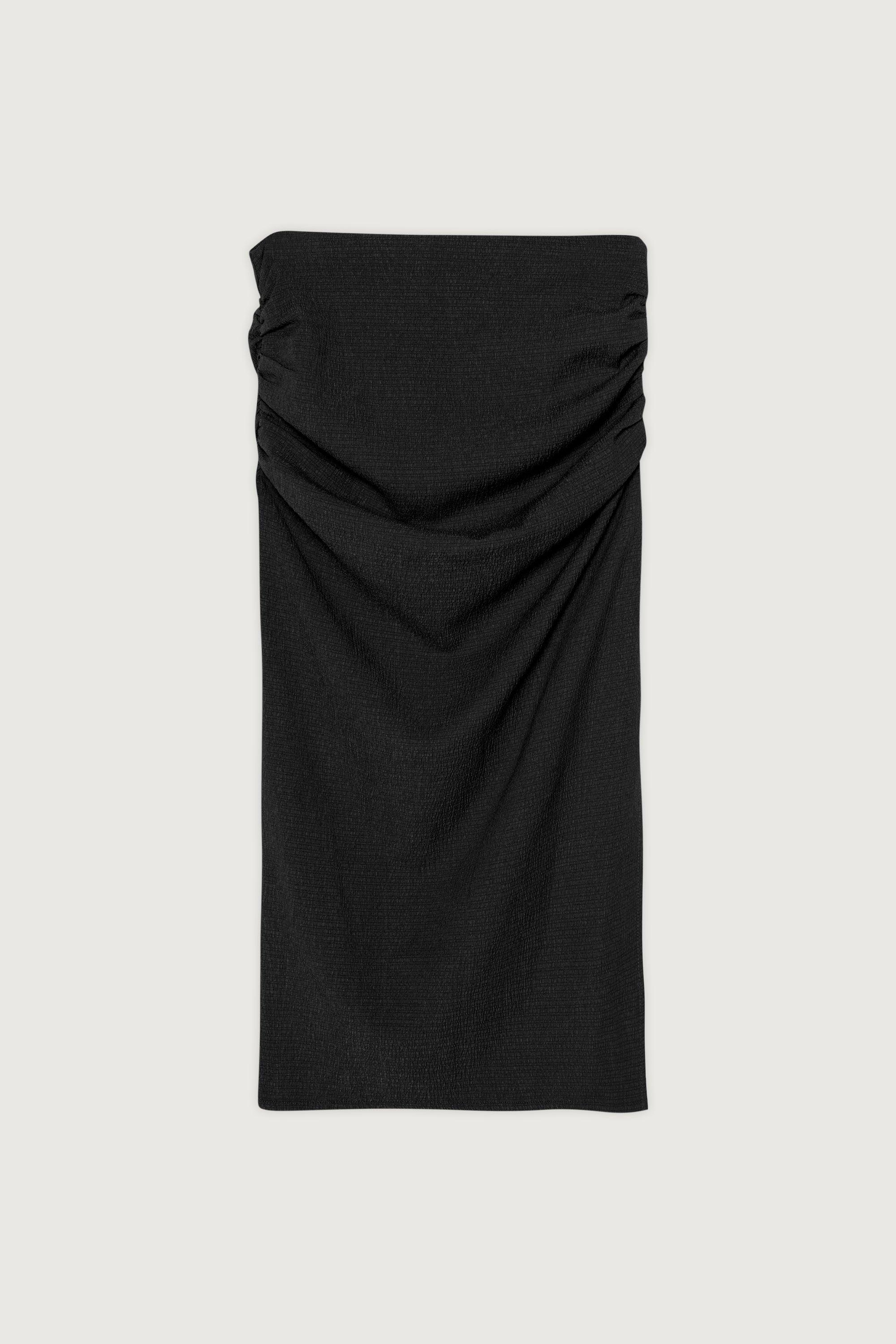 TEXTURED MIDI SKIRT WITH RUCHING by OAK + FORT