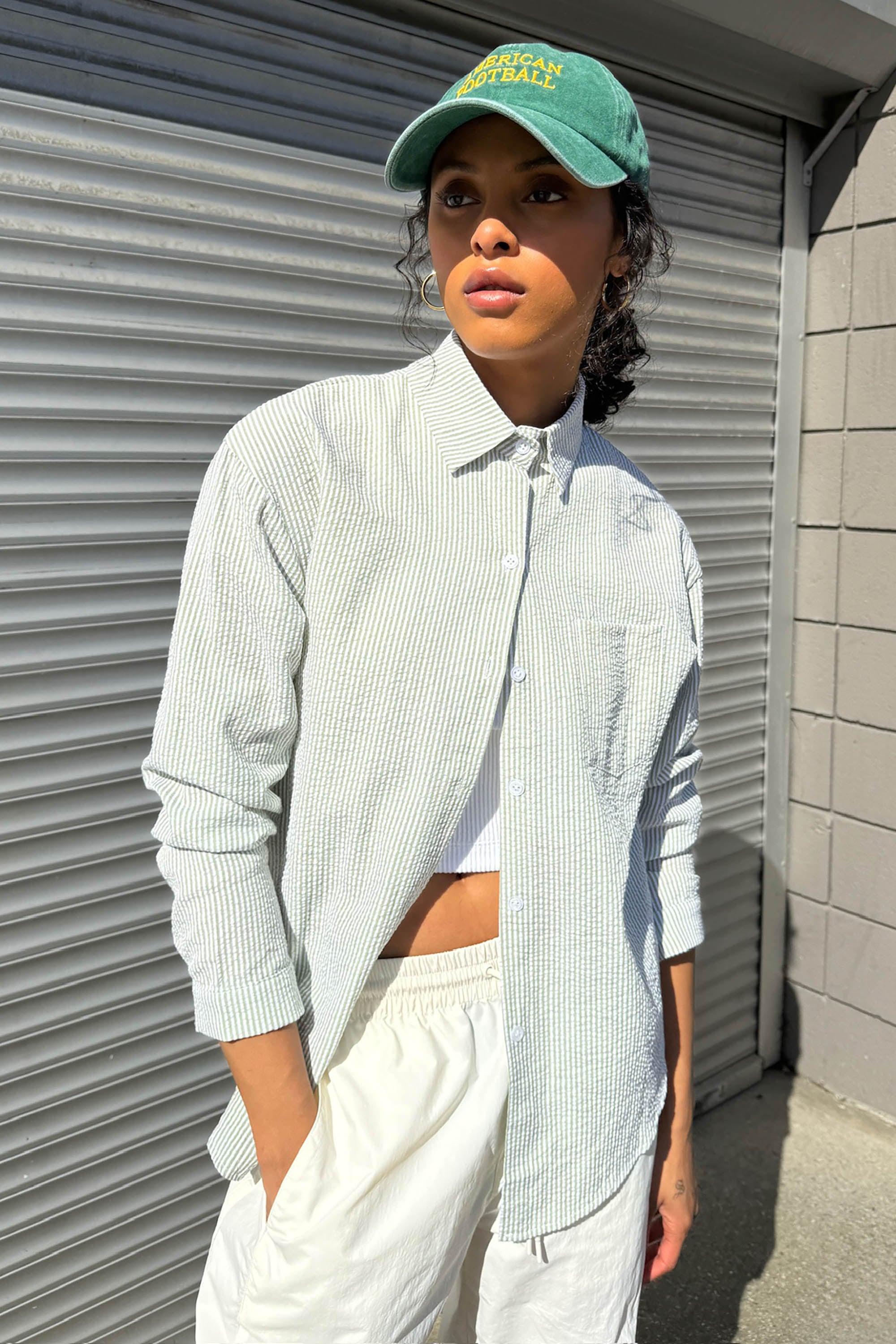 TEXTURED PINSTRIPE BUTTON UP SHIRT by OAK + FORT
