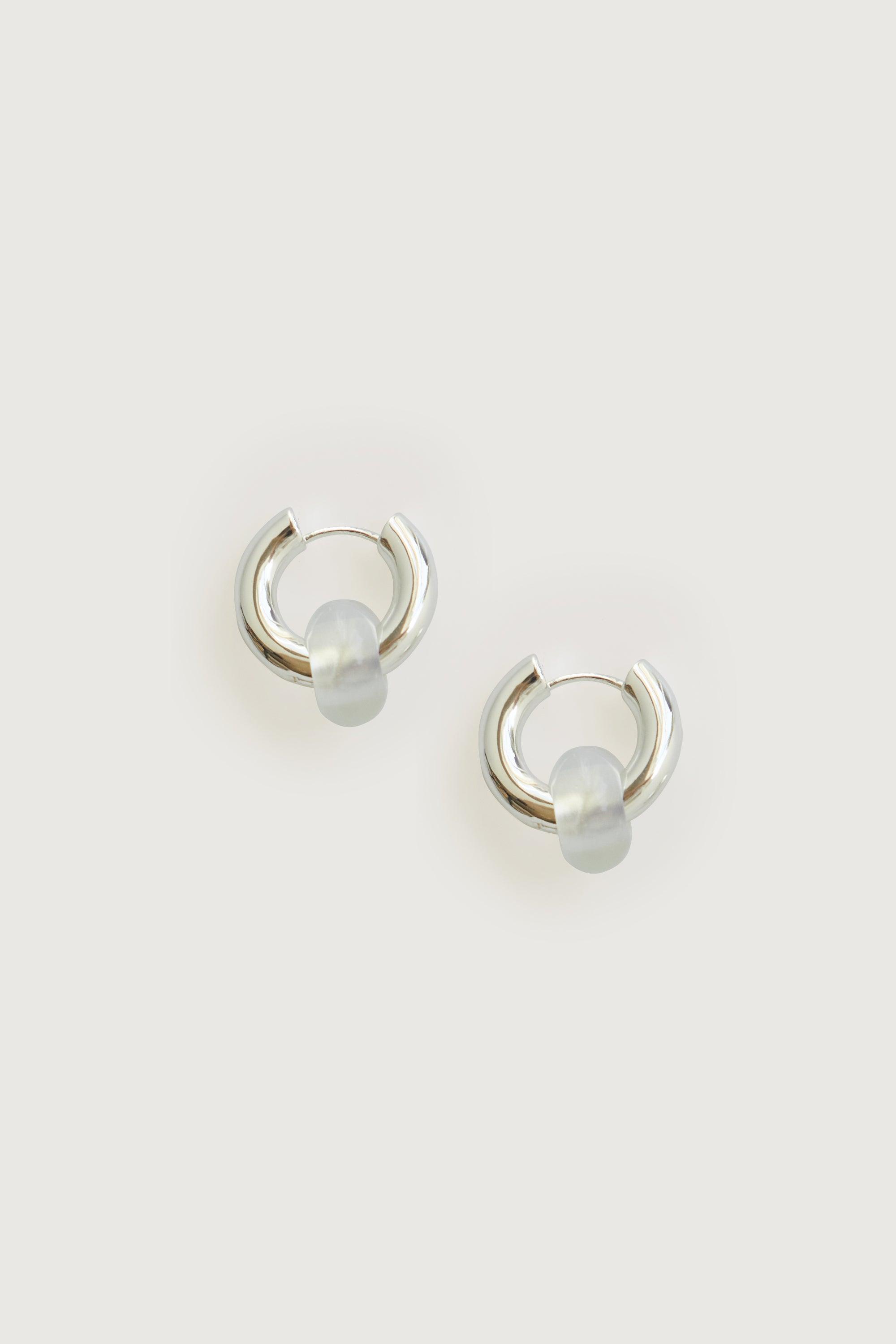 THICK HOOPS WITH WHITE STONE by OAK + FORT