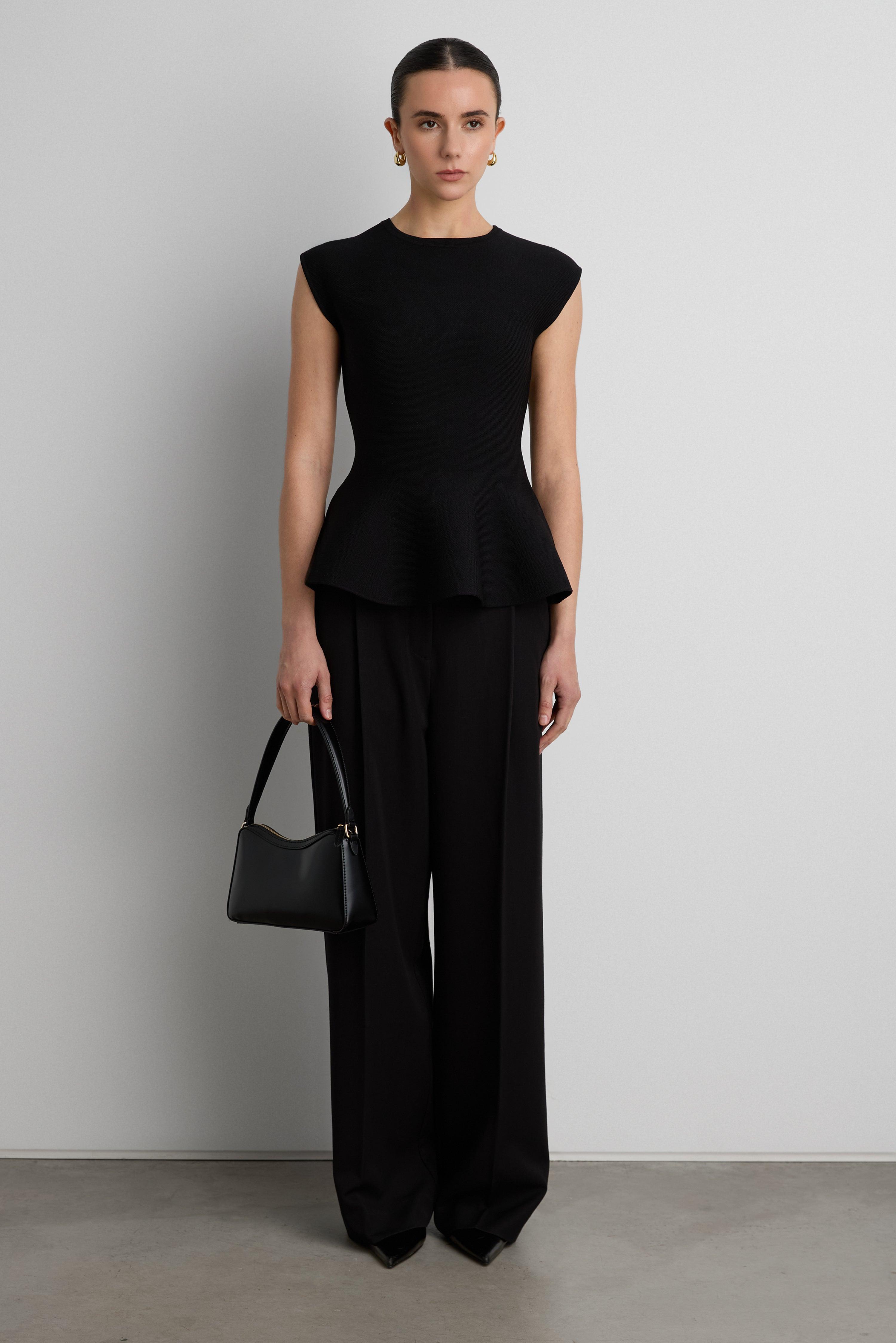 THICK RIBBED PEPLUM TOP by OAK + FORT