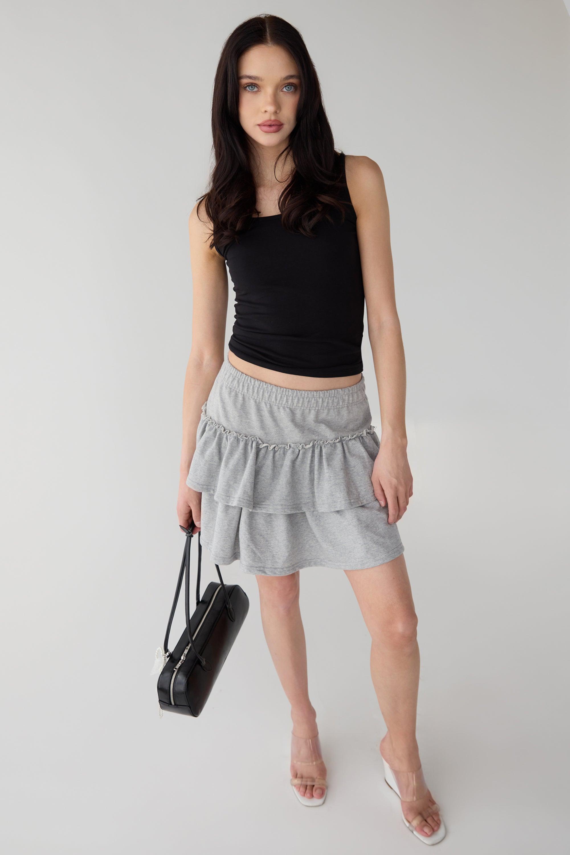 TIERED COTTON MINI SKIRT by OAK + FORT