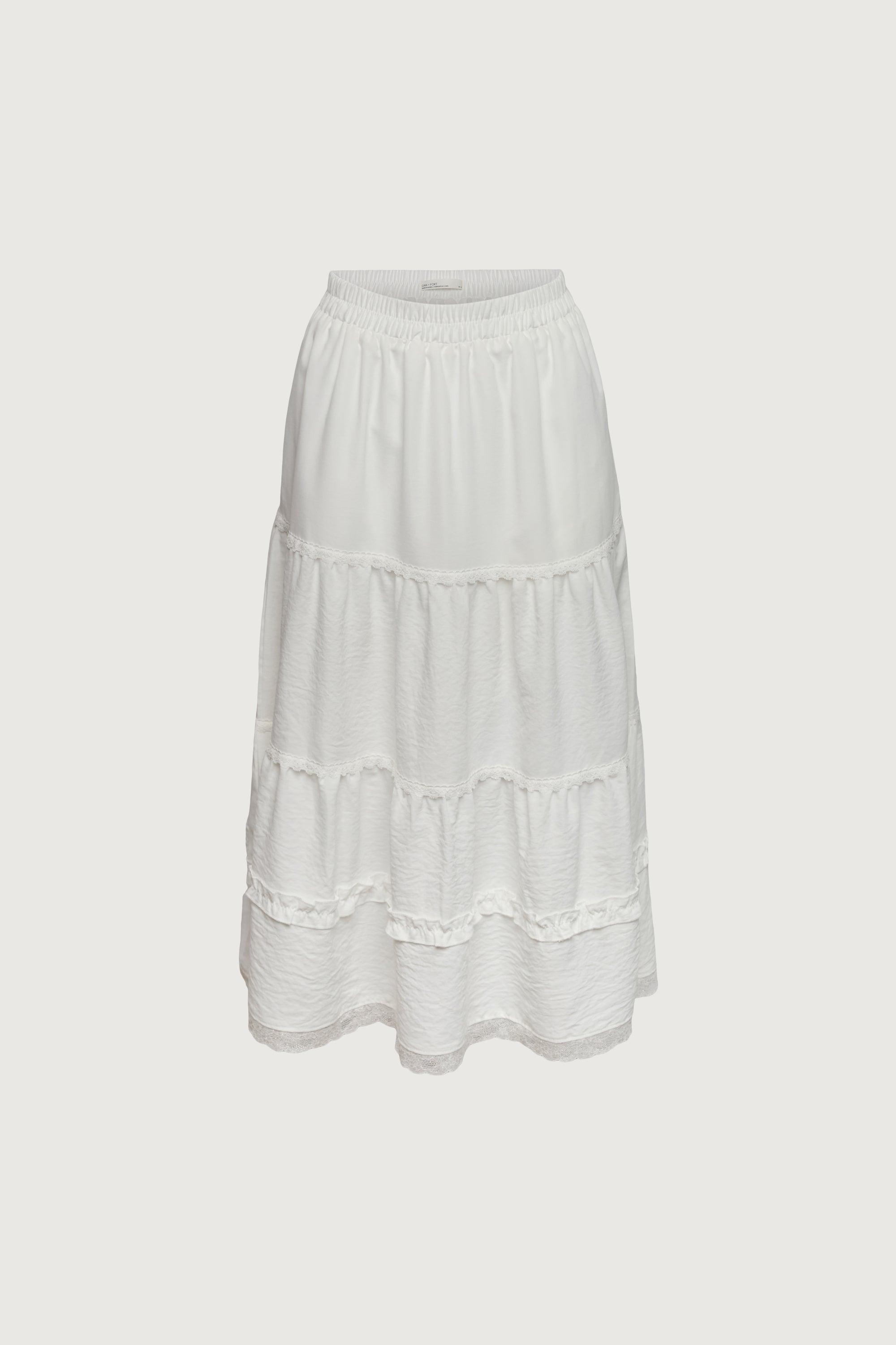 TIERED LACE TRIM MAXI SKIRT by OAK + FORT