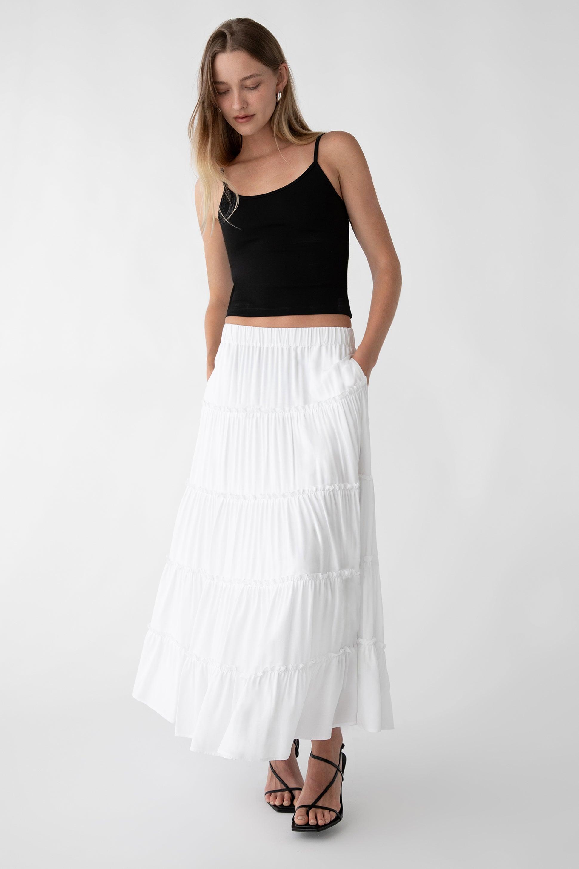 TIERED MIDI SKIRT by OAK + FORT
