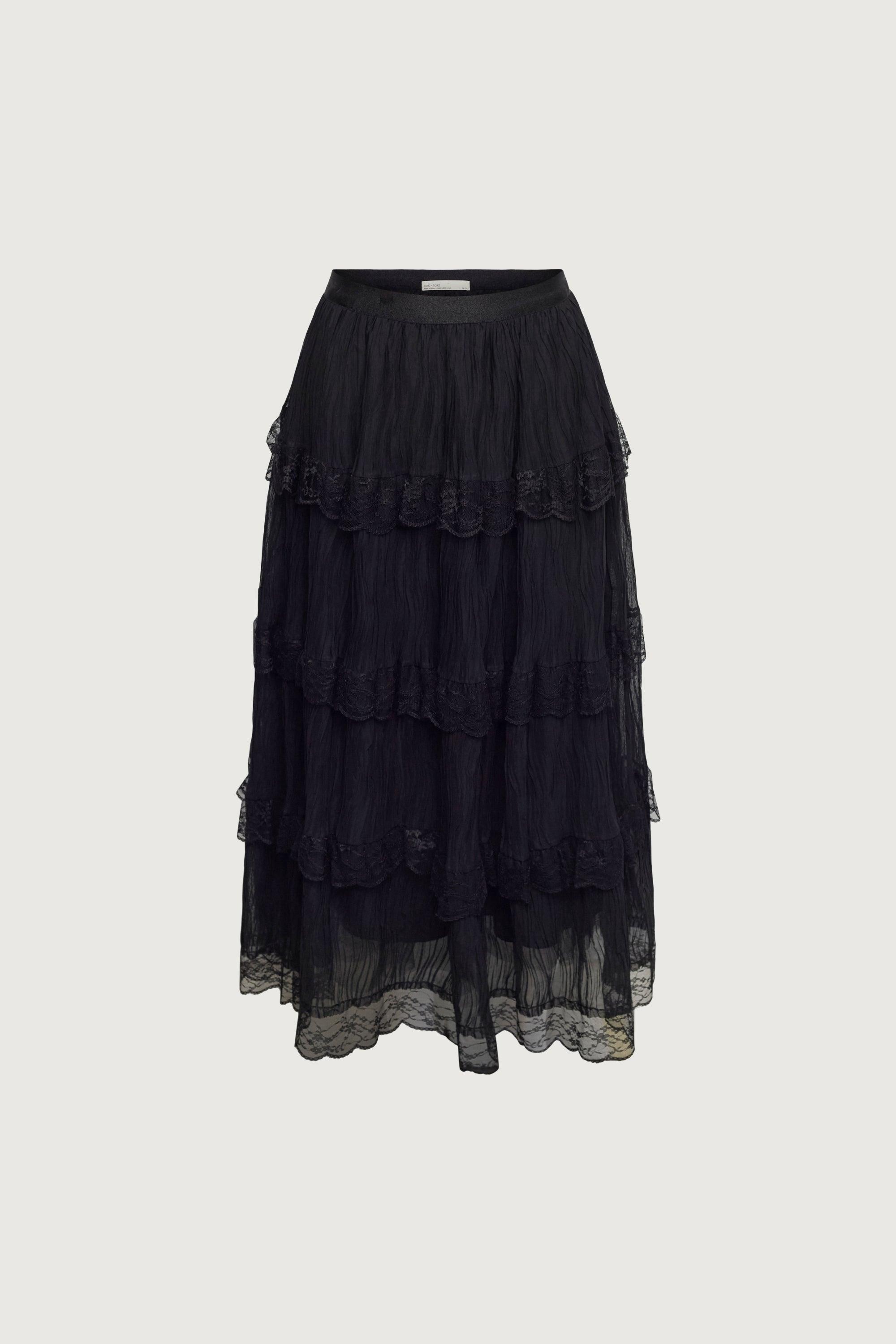 TIERED RUFFLE MAXI SKIRT by OAK + FORT