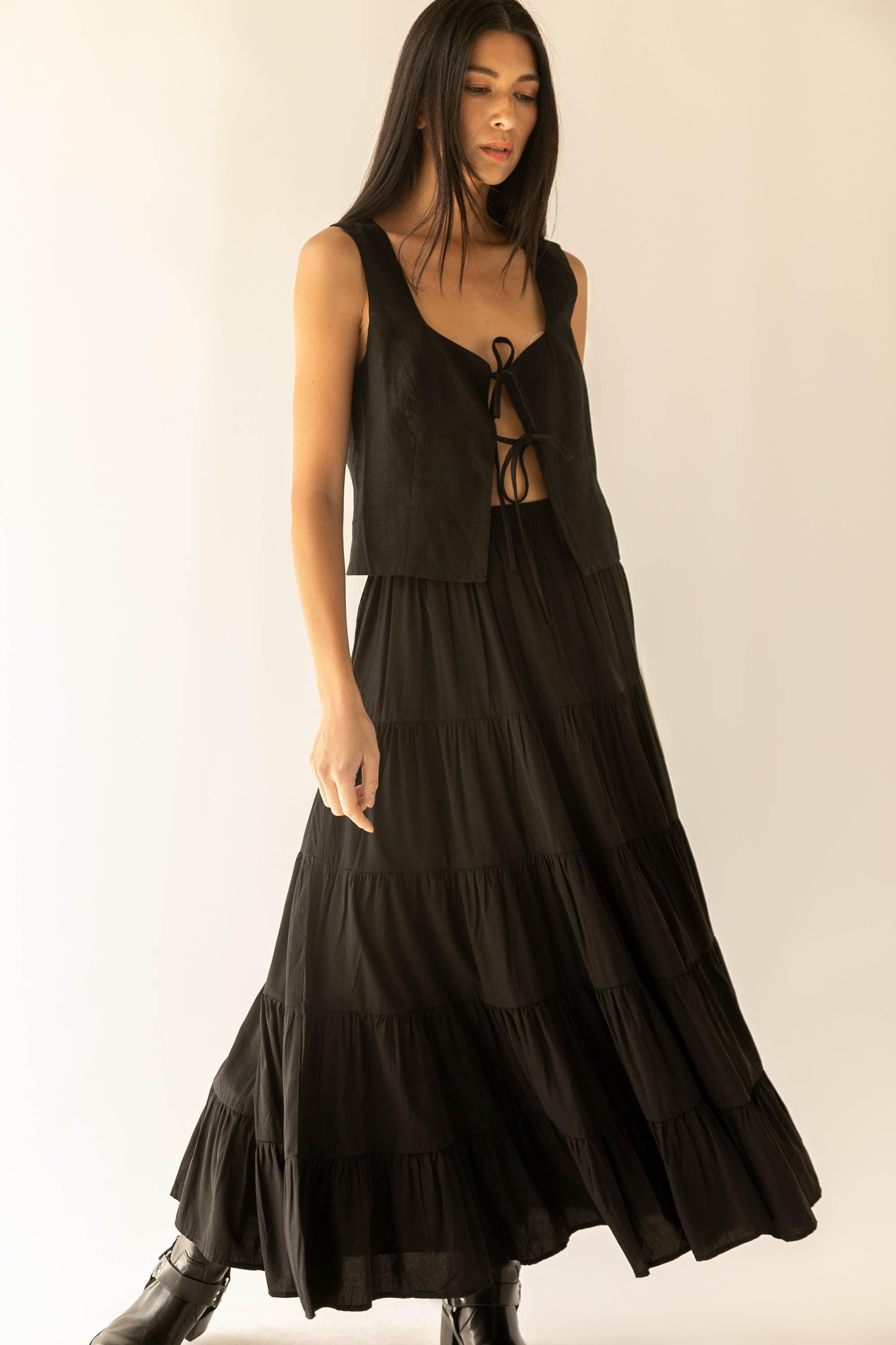 TIERED SKIRT WITH ELASTIC WAISTBAND by OAK + FORT