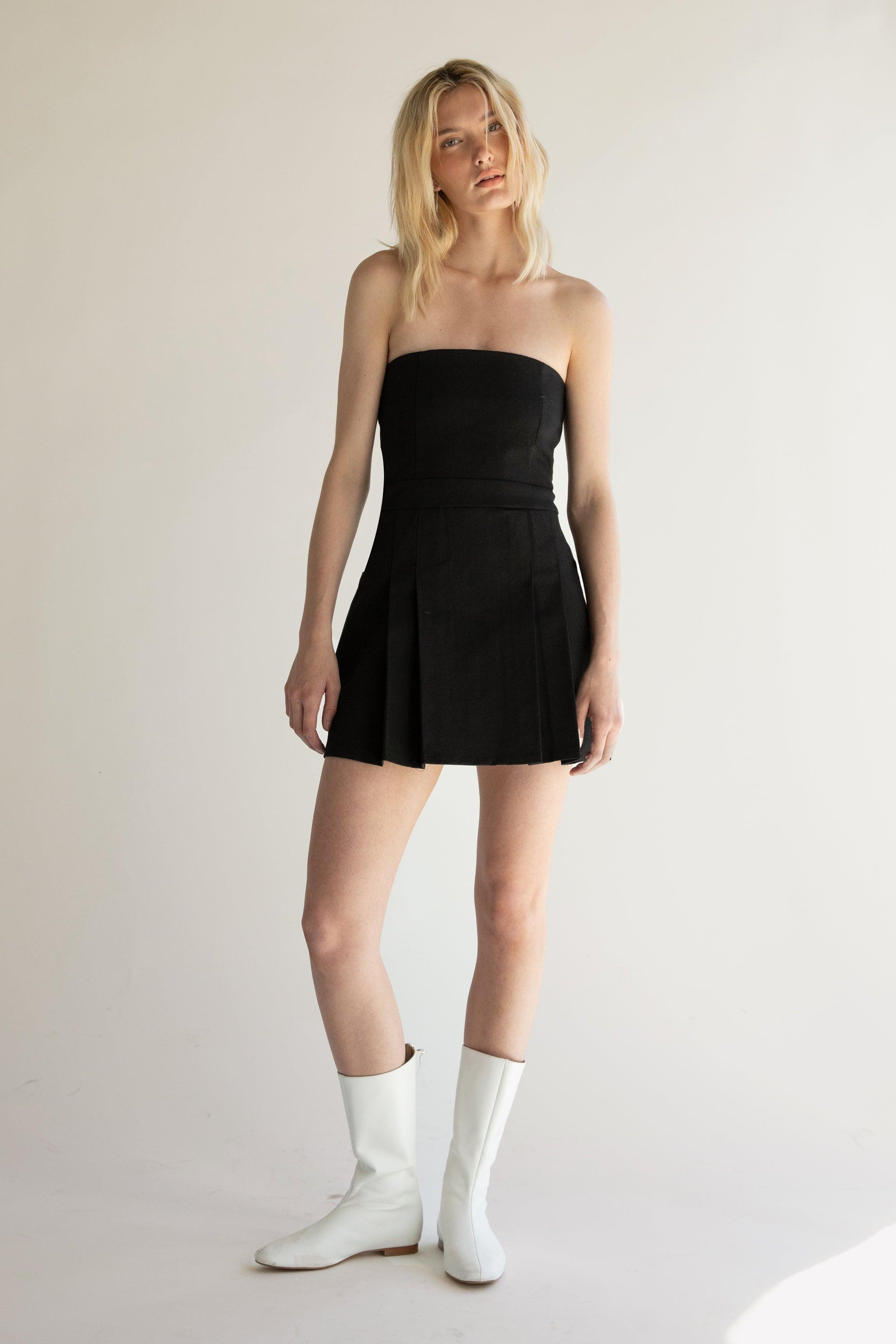 TUBE TOP MINI PLEATED DRESS by OAK + FORT