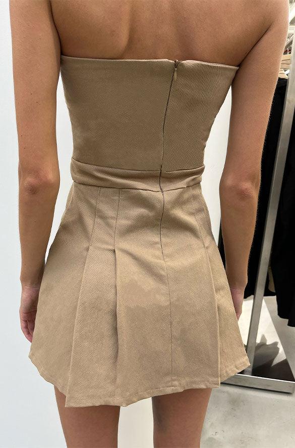 TUBE TOP MINI PLEATED DRESS by OAK + FORT