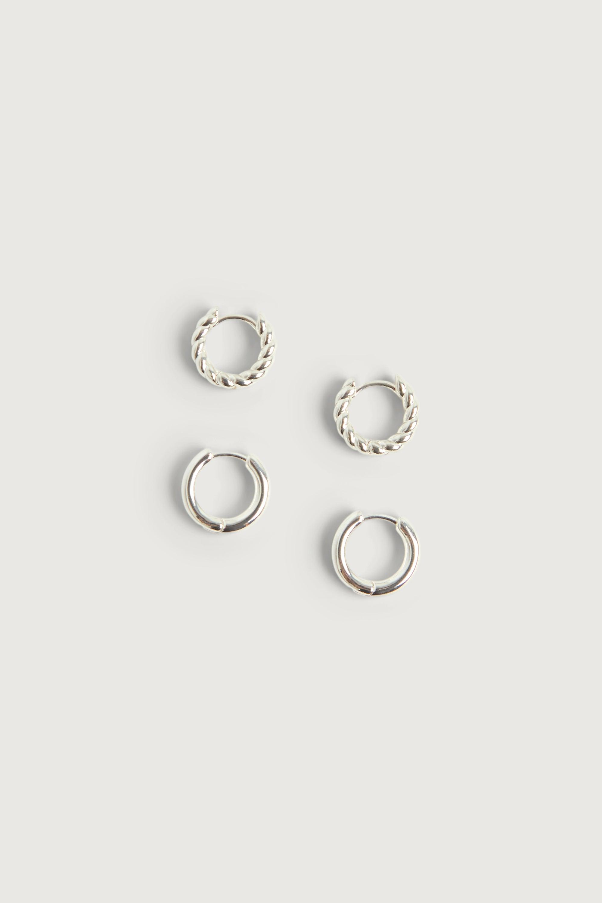 TWISTED AND CLASSIC HOOP EARRING SET by OAK + FORT