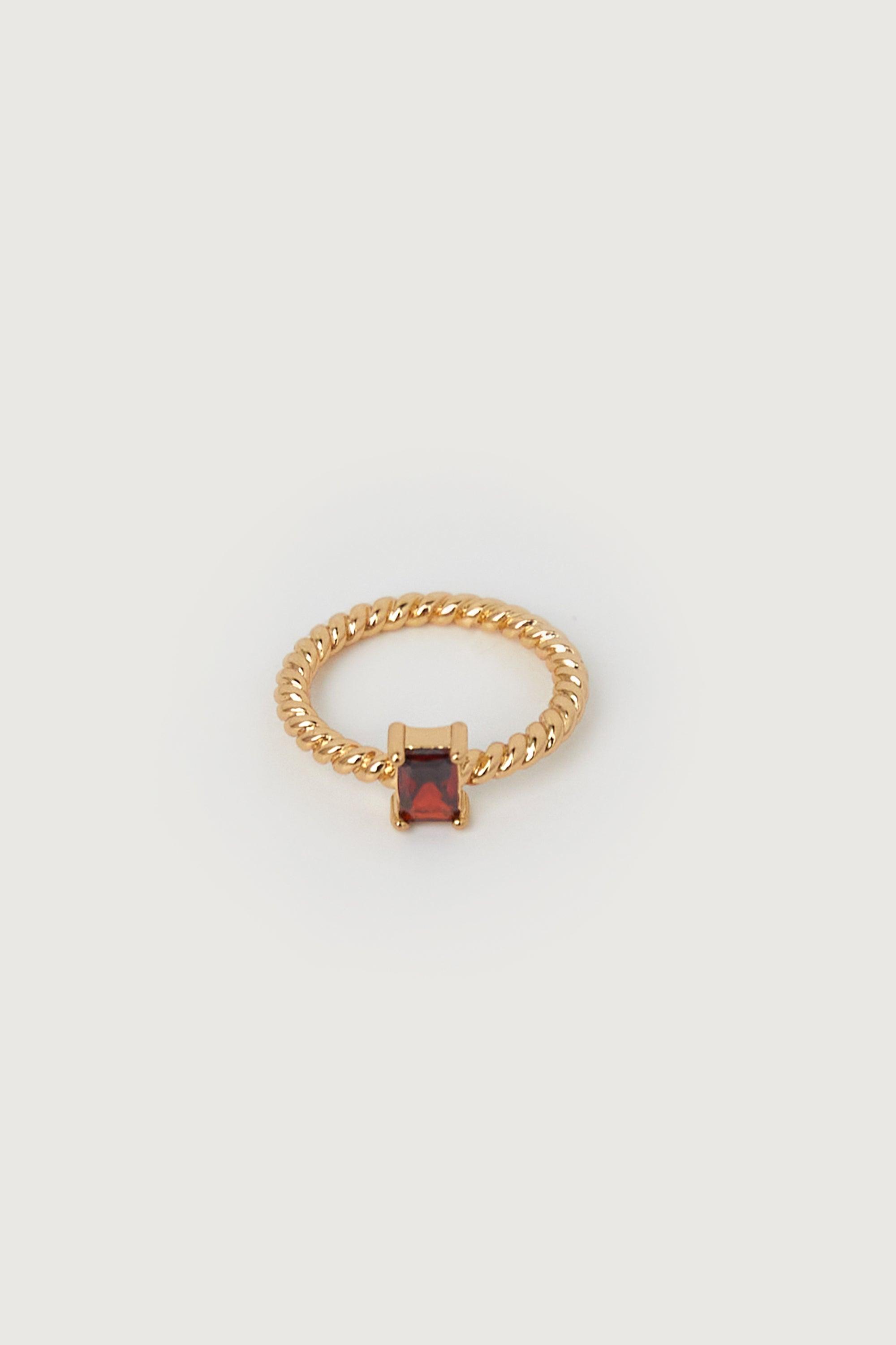 TWISTED RING WITH STONE by OAK + FORT