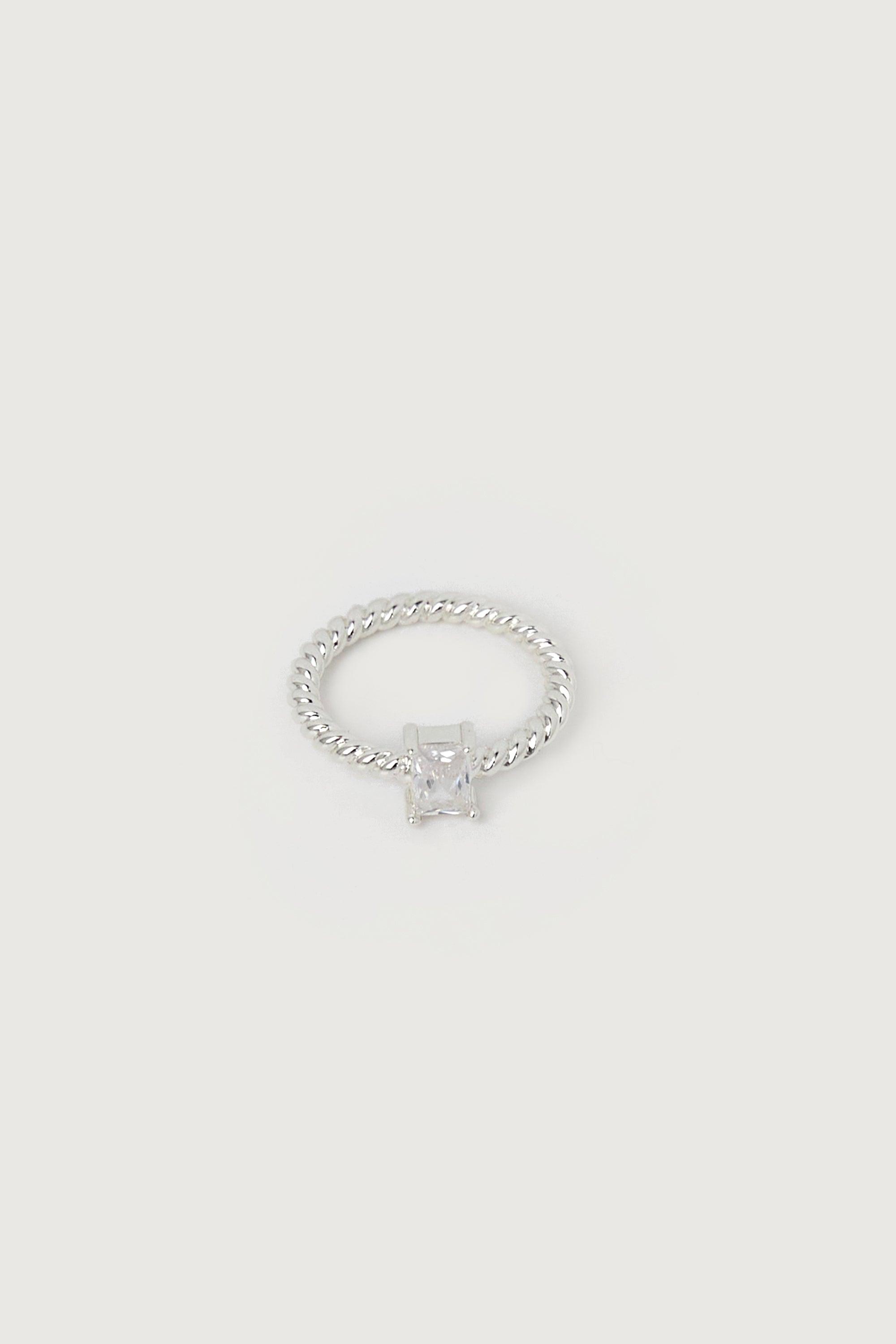 TWISTED RING WITH STONE by OAK + FORT