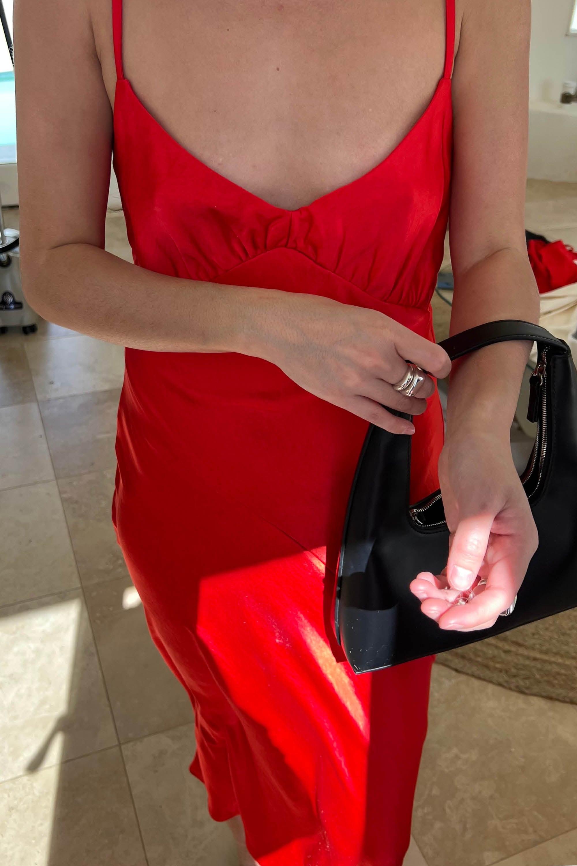 V-NECK SATIN SLIP DRESS by OAK + FORT