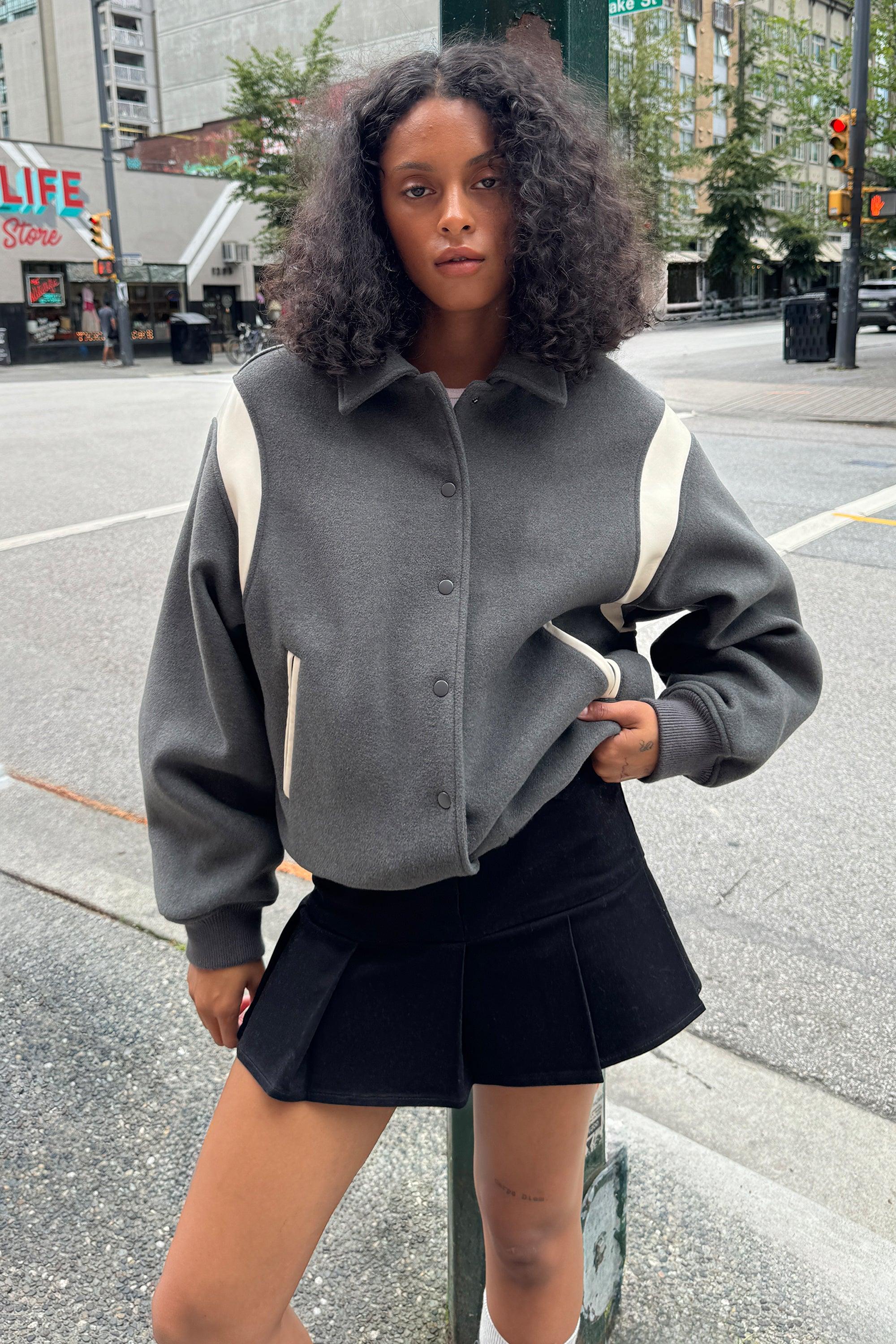 VARSITY WOOL BLEND BOMBER by OAK + FORT