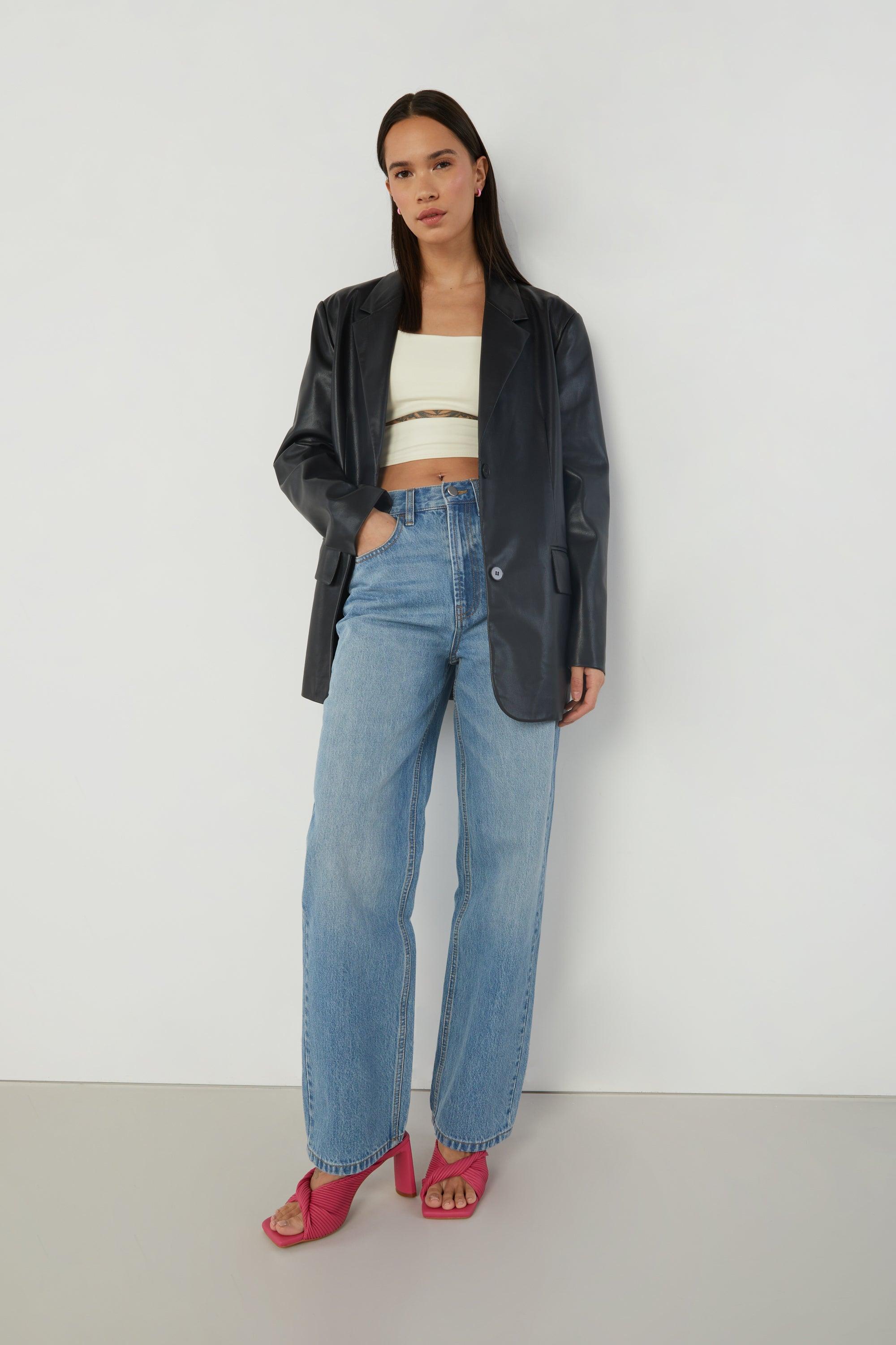 VEGAN LEATHER BLAZER by OAK + FORT