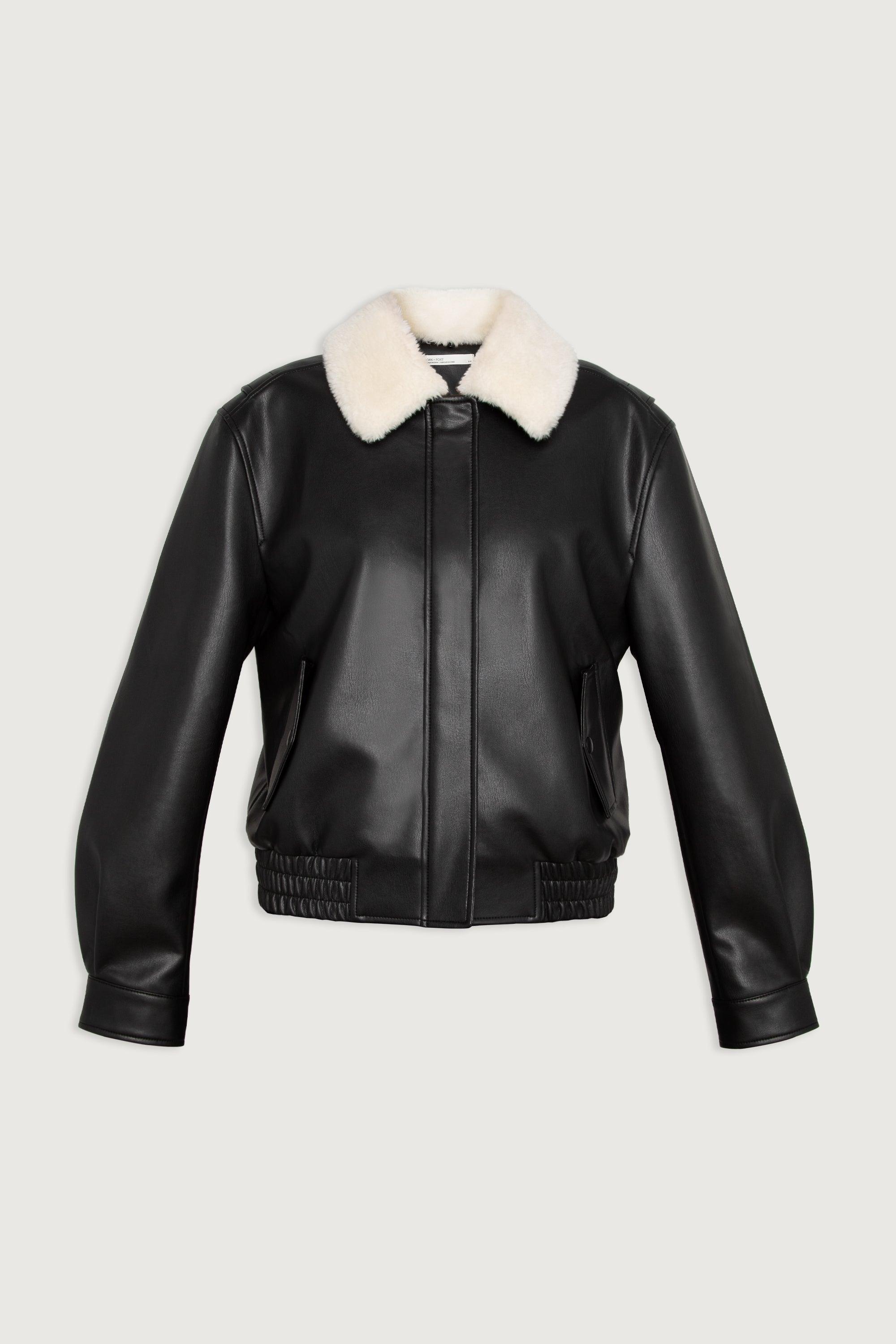 VEGAN LEATHER BOMBER JACKET by OAK + FORT