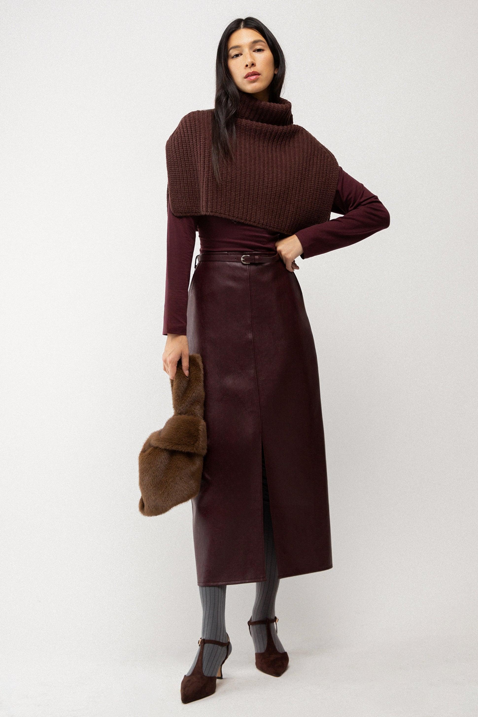 VEGAN LEATHER MAXI SKIRT by OAK + FORT