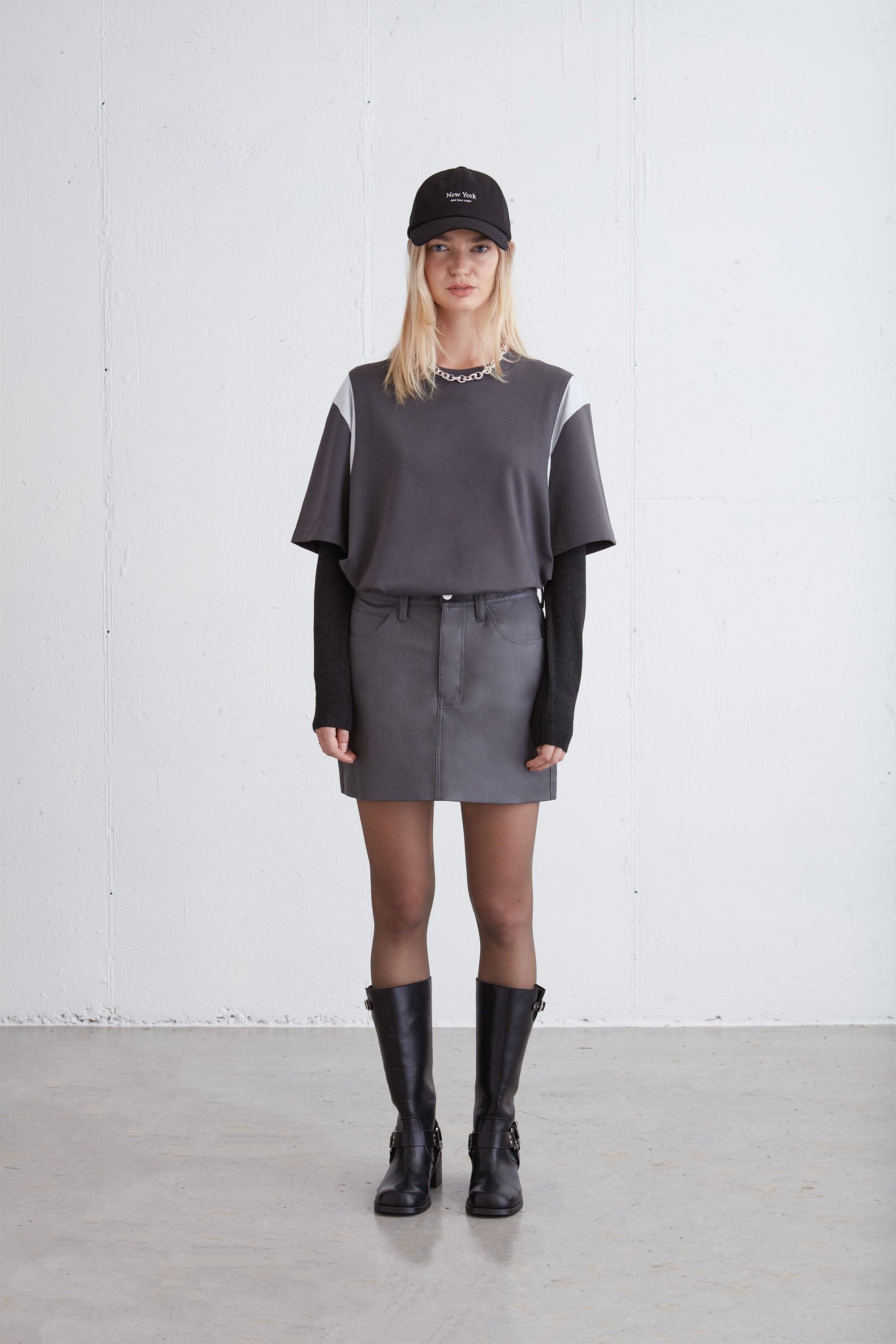 VEGAN LEATHER MINI SKIRT by OAK + FORT