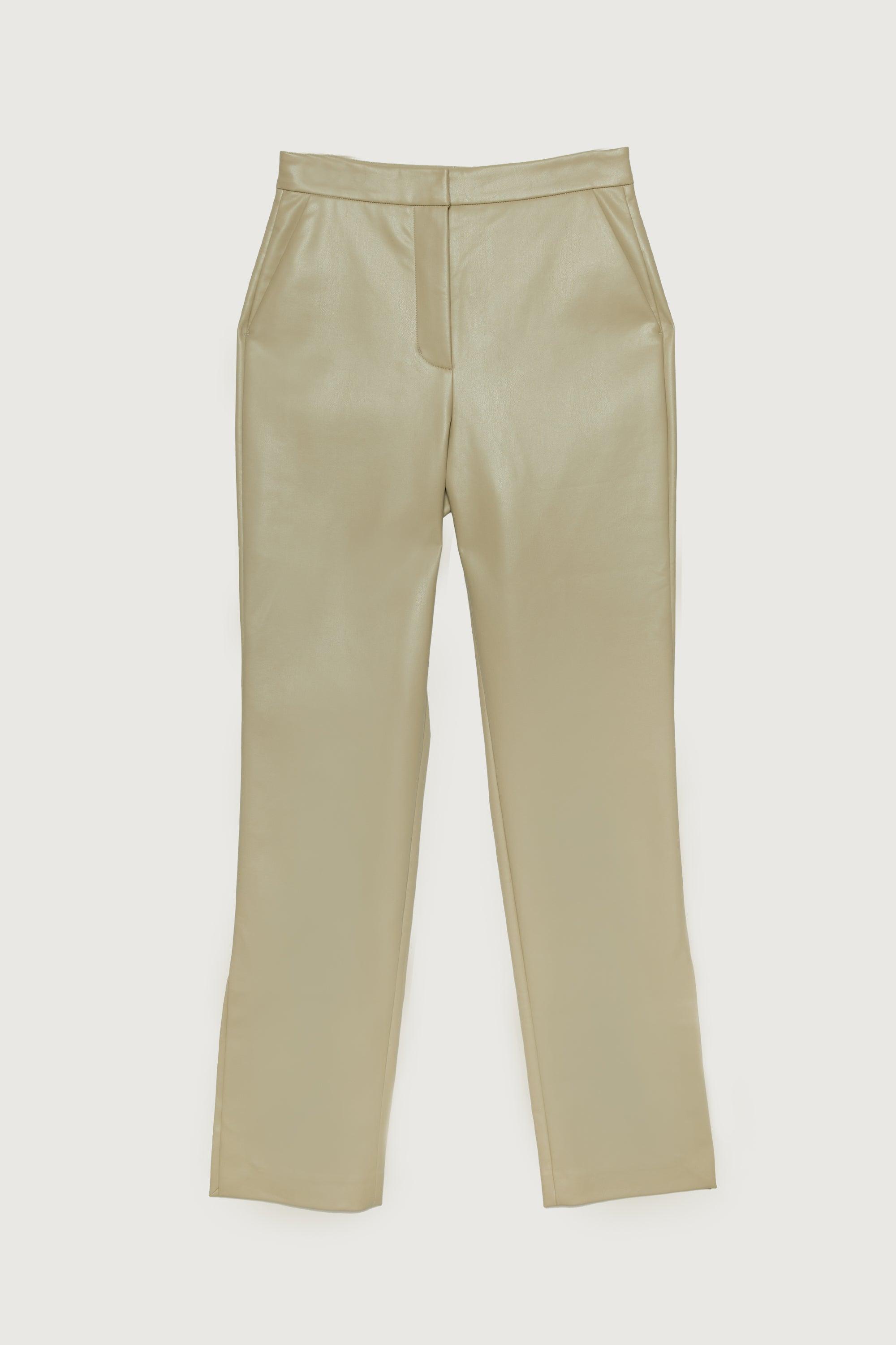 VEGAN LEATHER PANT WITH SIDE SLIT by OAK + FORT