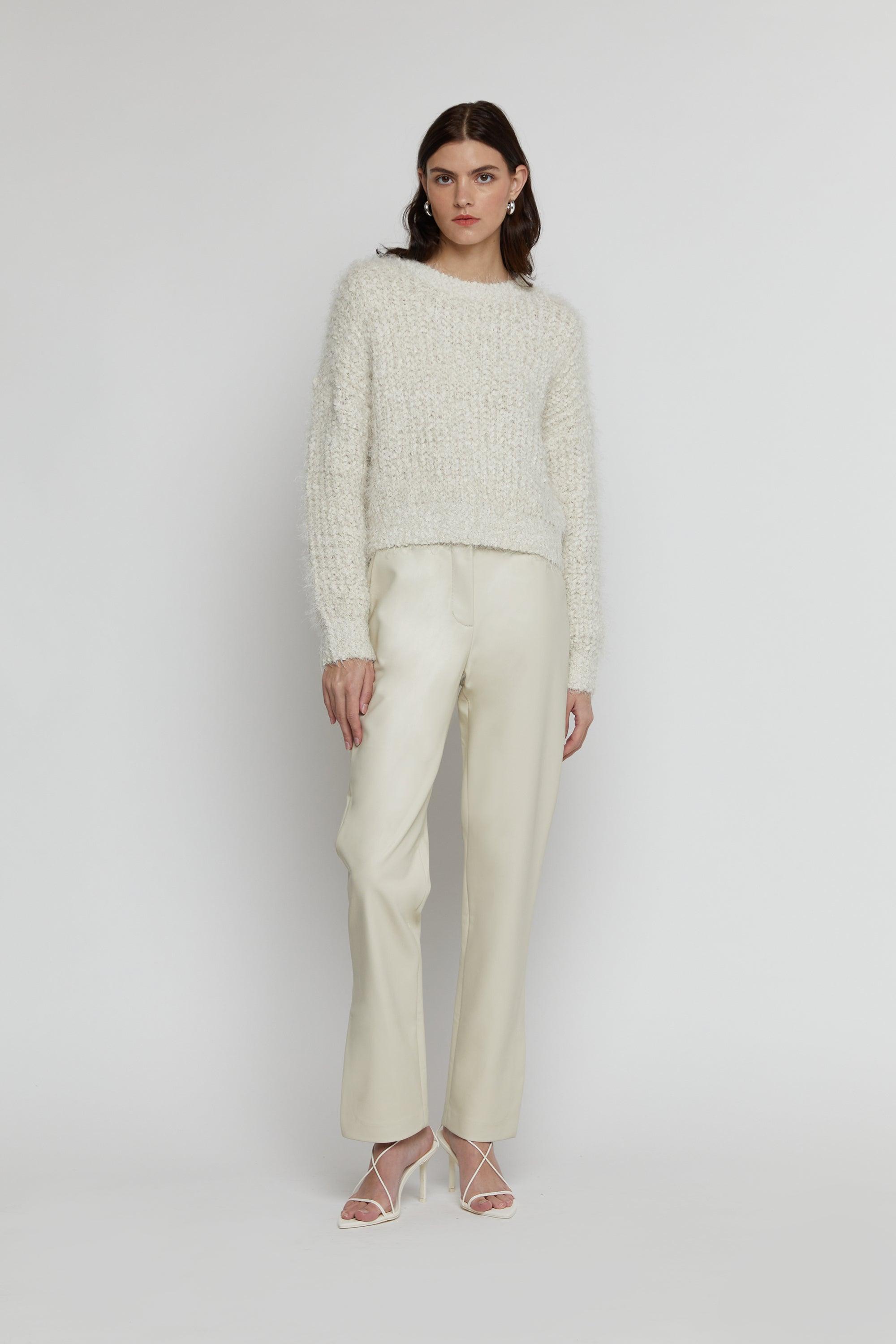 VEGAN LEATHER PANT WITH SIDE SLIT by OAK + FORT