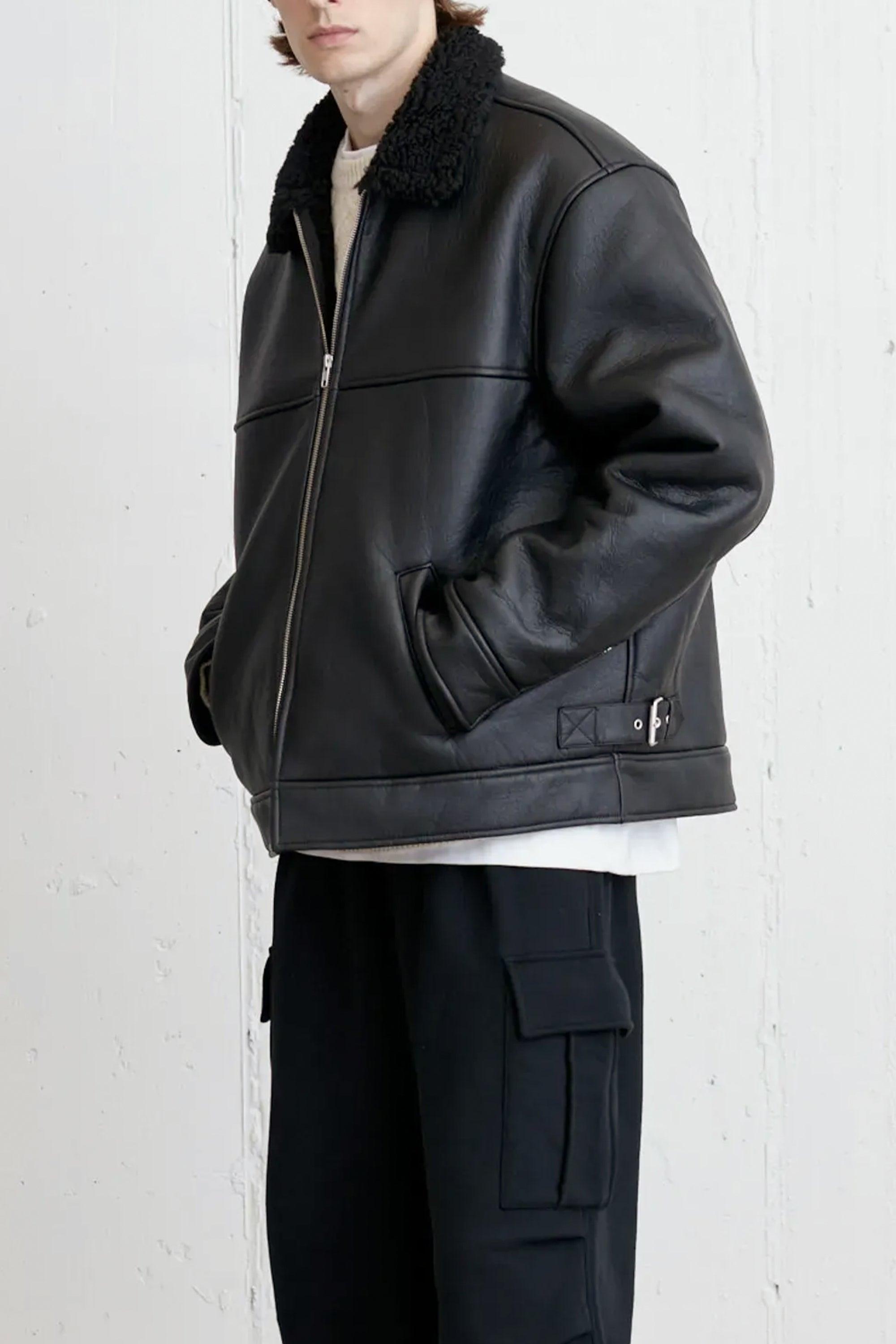 VEGAN LEATHER SHERPA JACKET by OAK + FORT