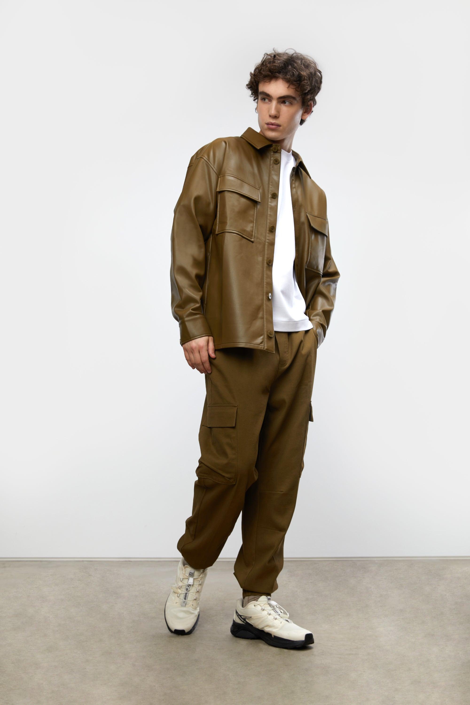 VEGAN LEATHER SHIRT JACKET by OAK + FORT