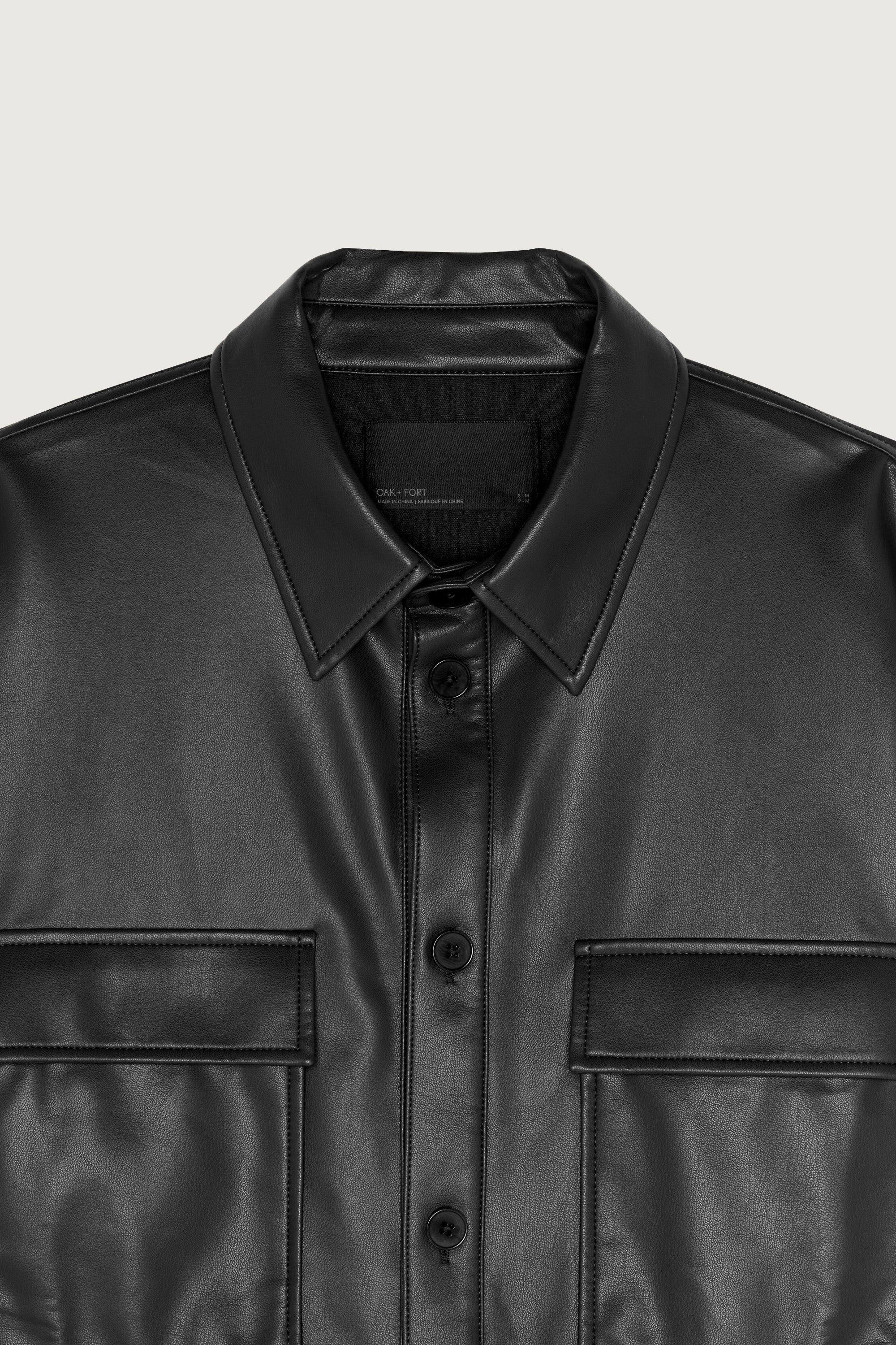 VEGAN LEATHER SHIRT JACKET by OAK + FORT