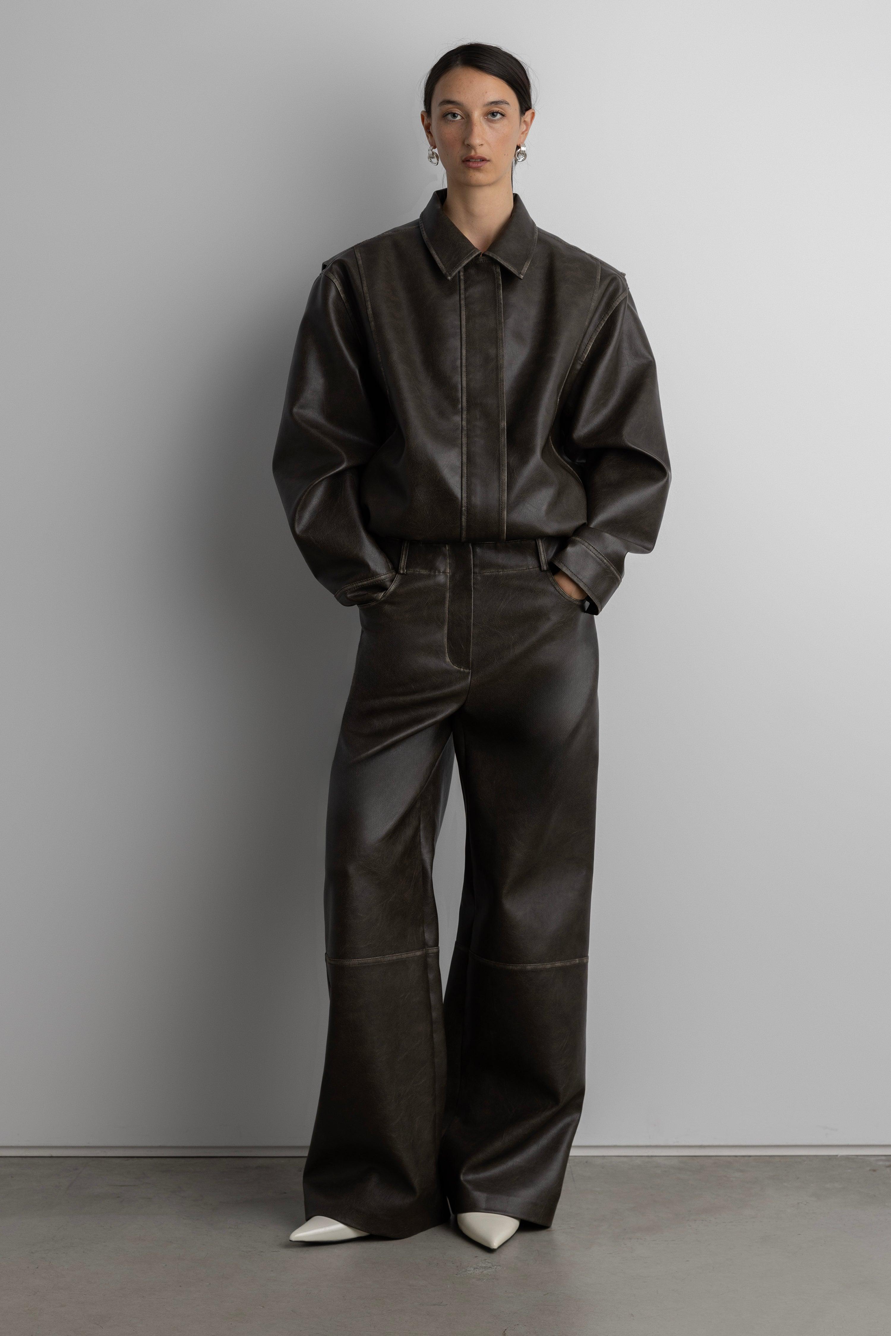 VEGAN LEATHER STRAIGHT LEG PANT by OAK + FORT