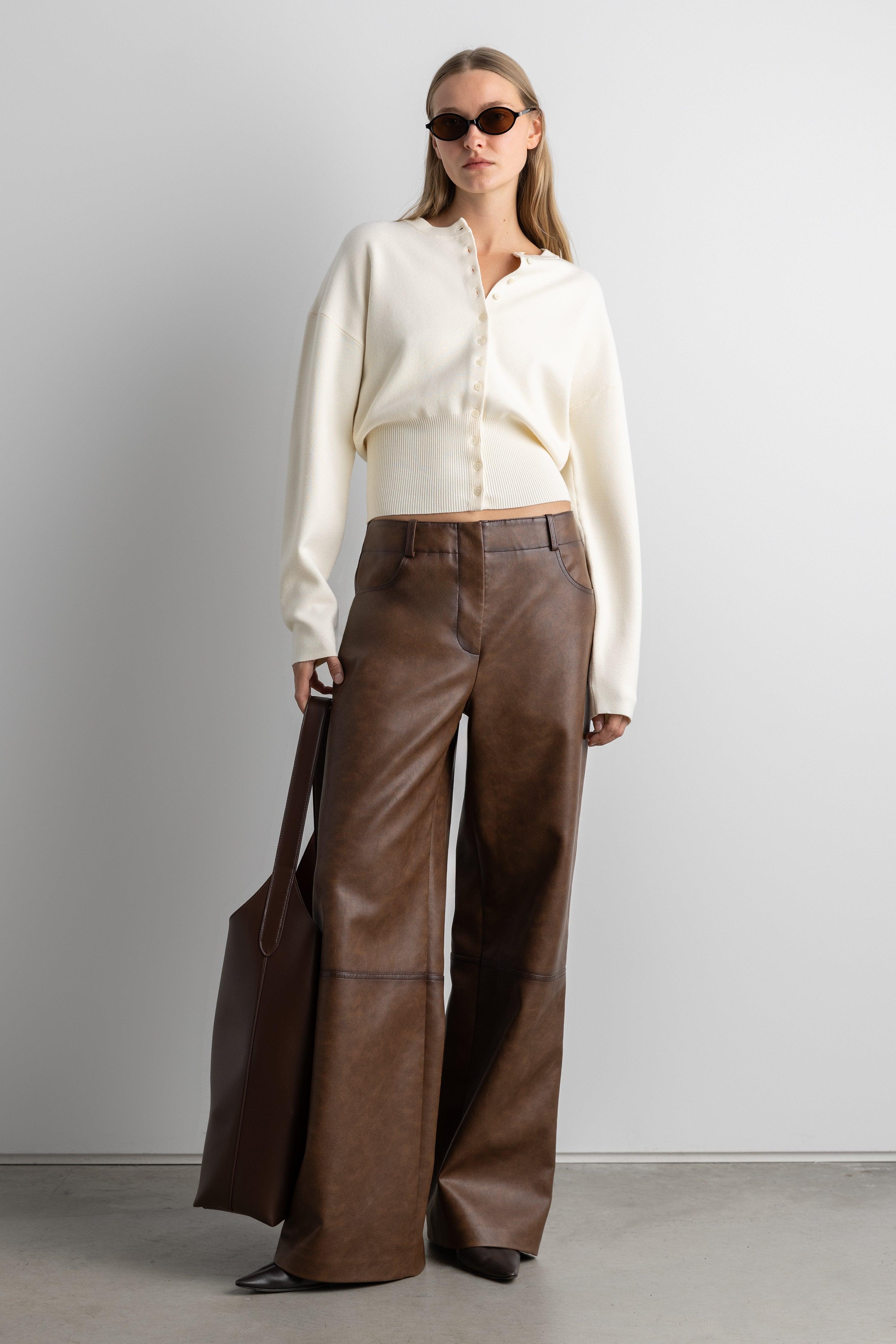 VEGAN LEATHER STRAIGHT LEG PANT by OAK + FORT